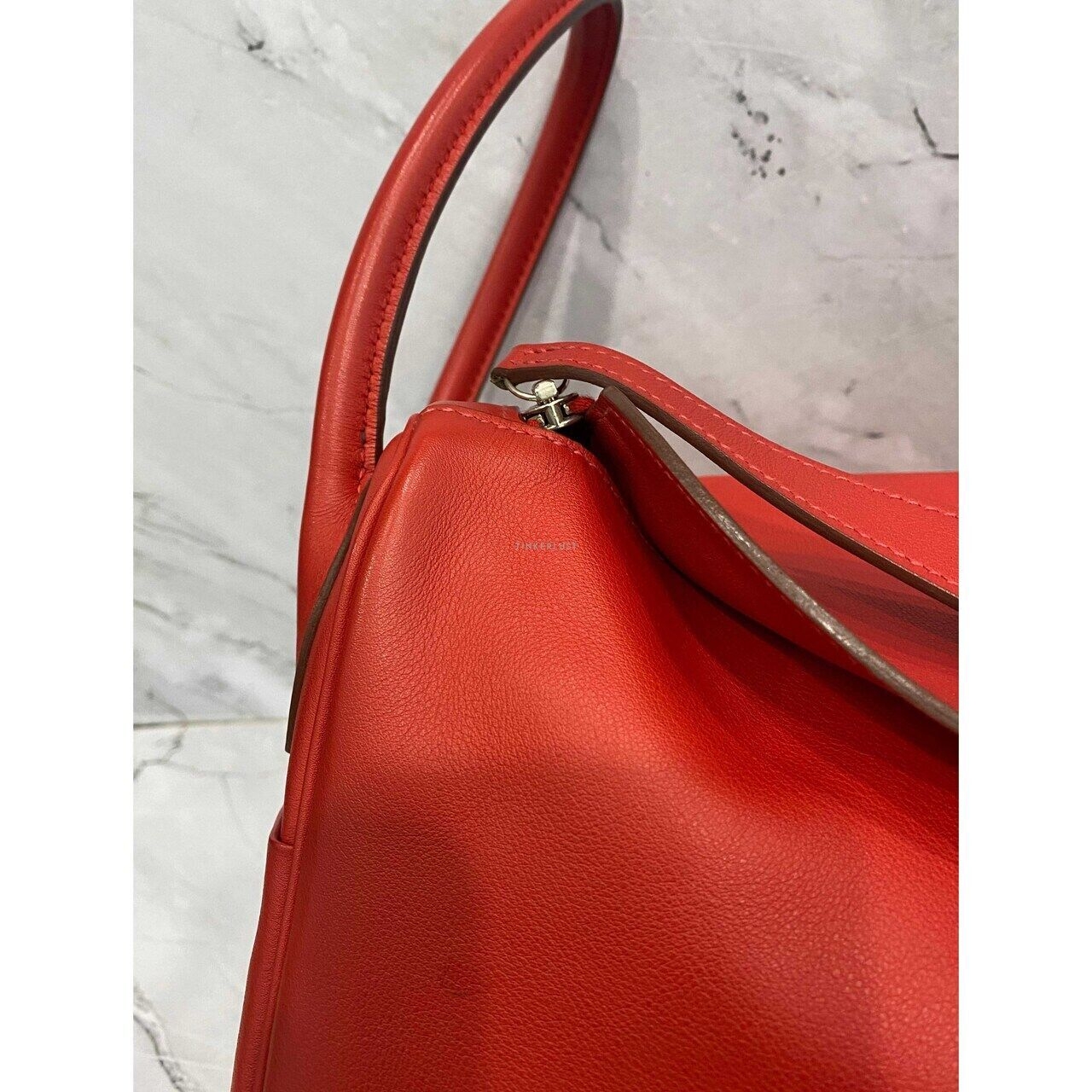 Hermes Lindy 34 Swift PHW Stamp #P Square Shoulder Bag