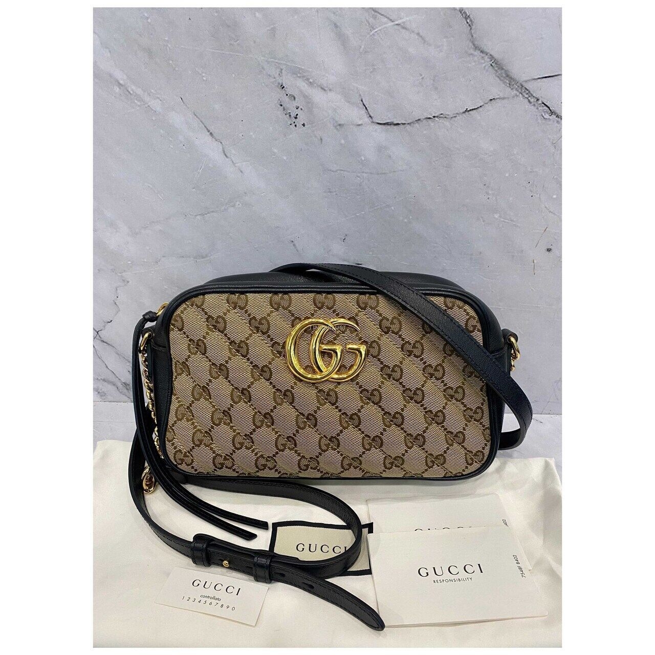 Gucci Camera Bag GG Canvas Black GHW Sling Bag