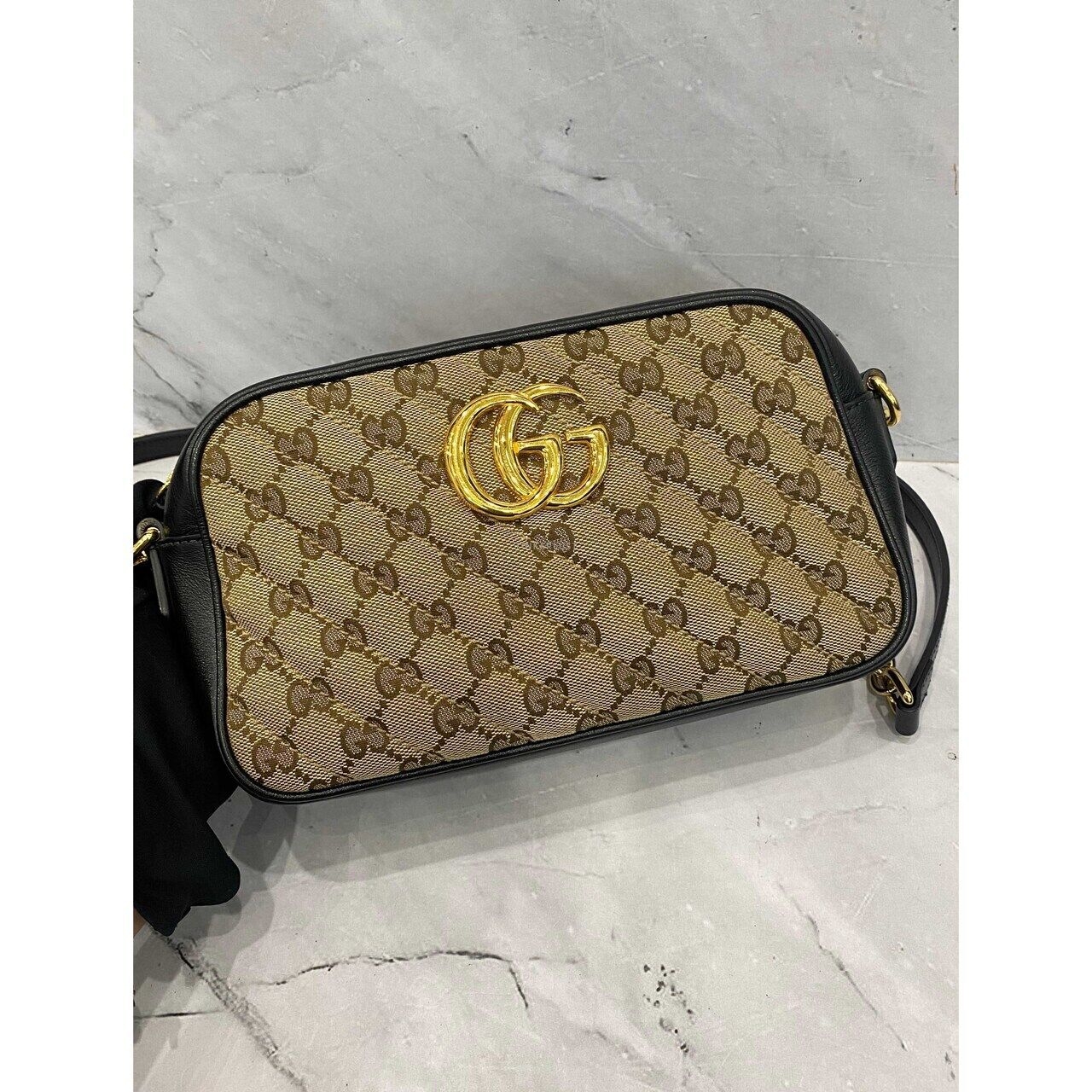 Gucci Camera Bag GG Canvas Black GHW Sling Bag