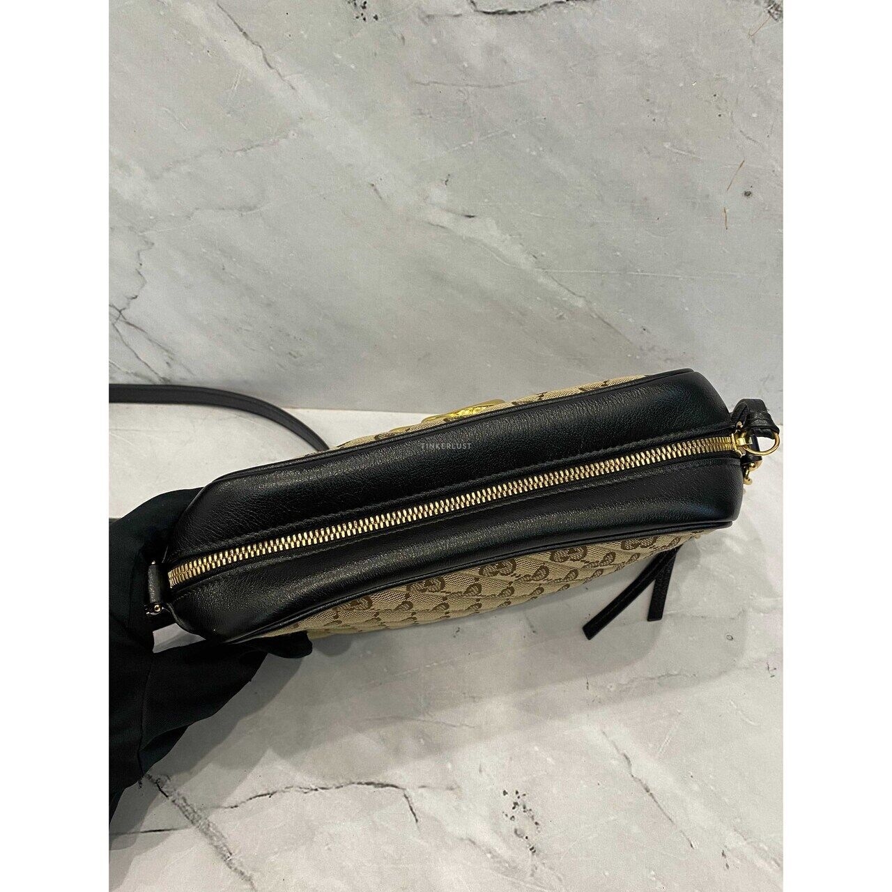 Gucci Camera Bag GG Canvas Black GHW Sling Bag