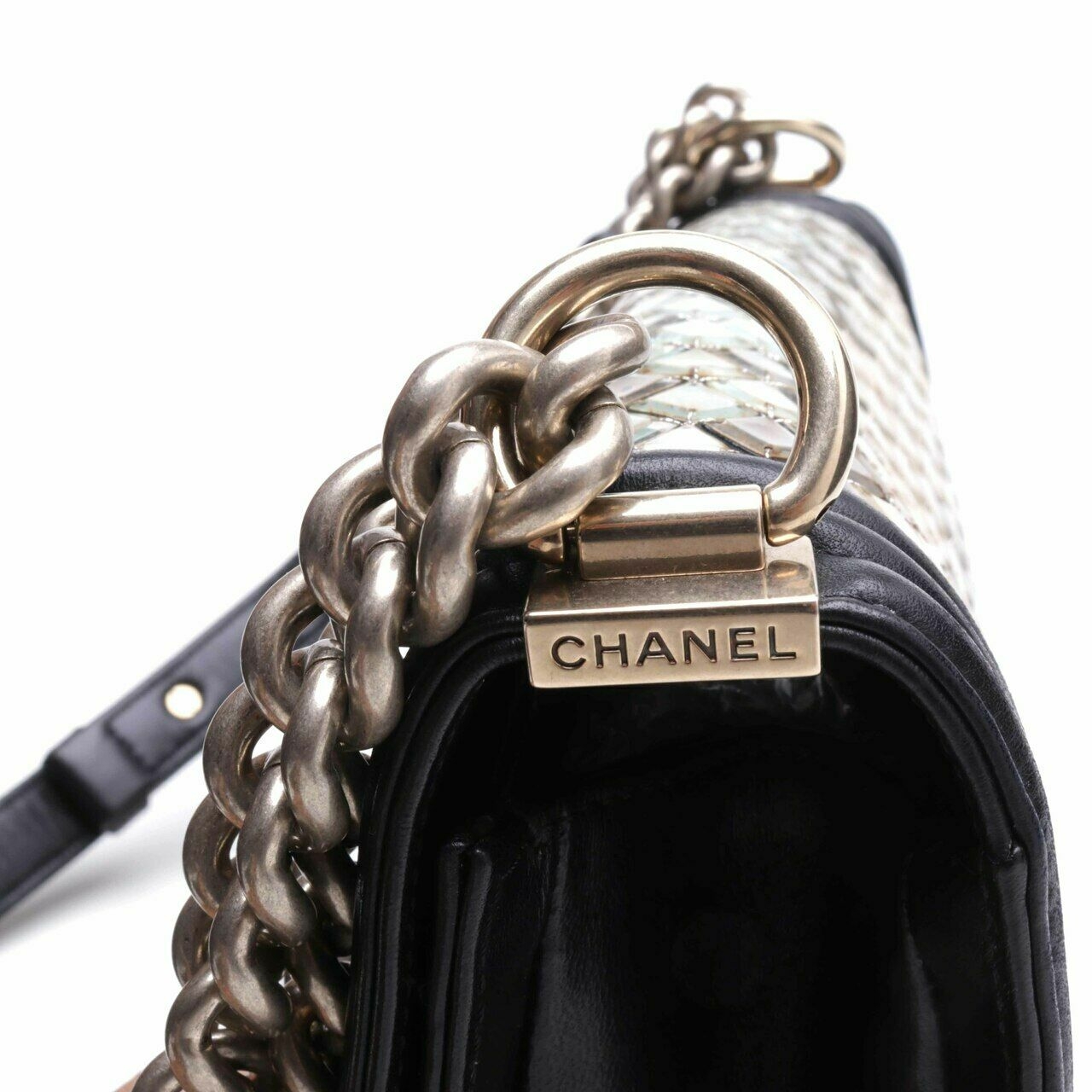 Chanel  Medium Tile Brasserie Mosaic Black Boy Bag Shoulder Bag