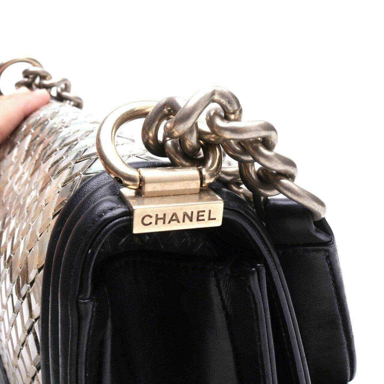 Chanel  Medium Tile Brasserie Mosaic Black Boy Bag Shoulder Bag