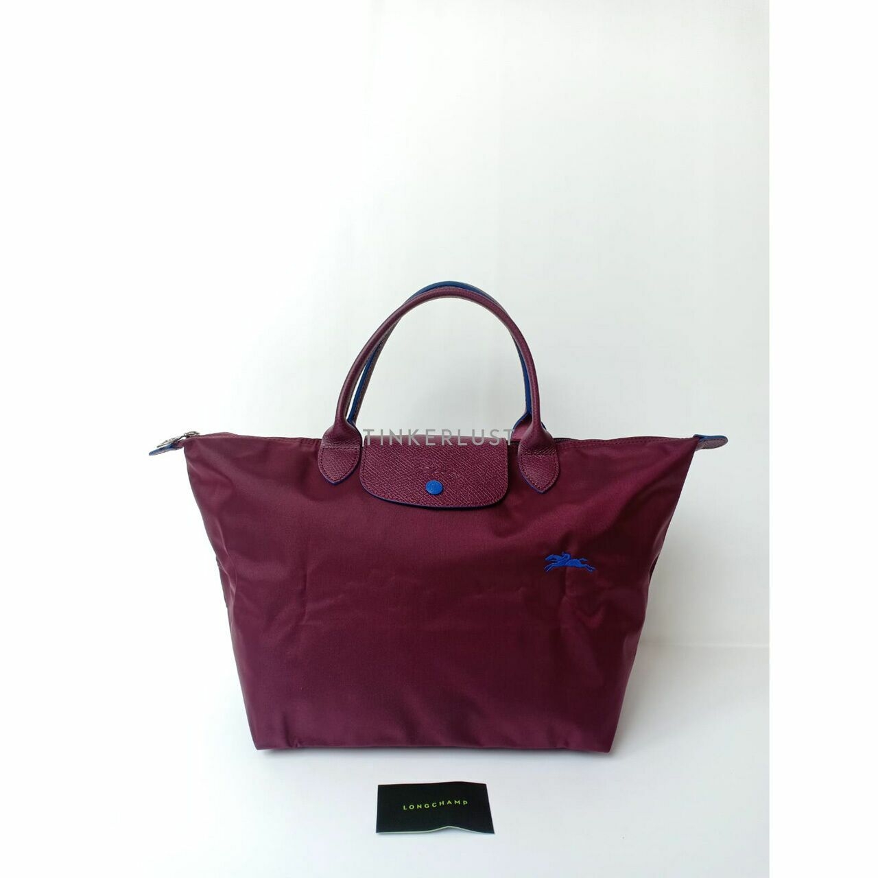 Longchamp Le Pliage Club Medium Short Handle Prune Tote Bag