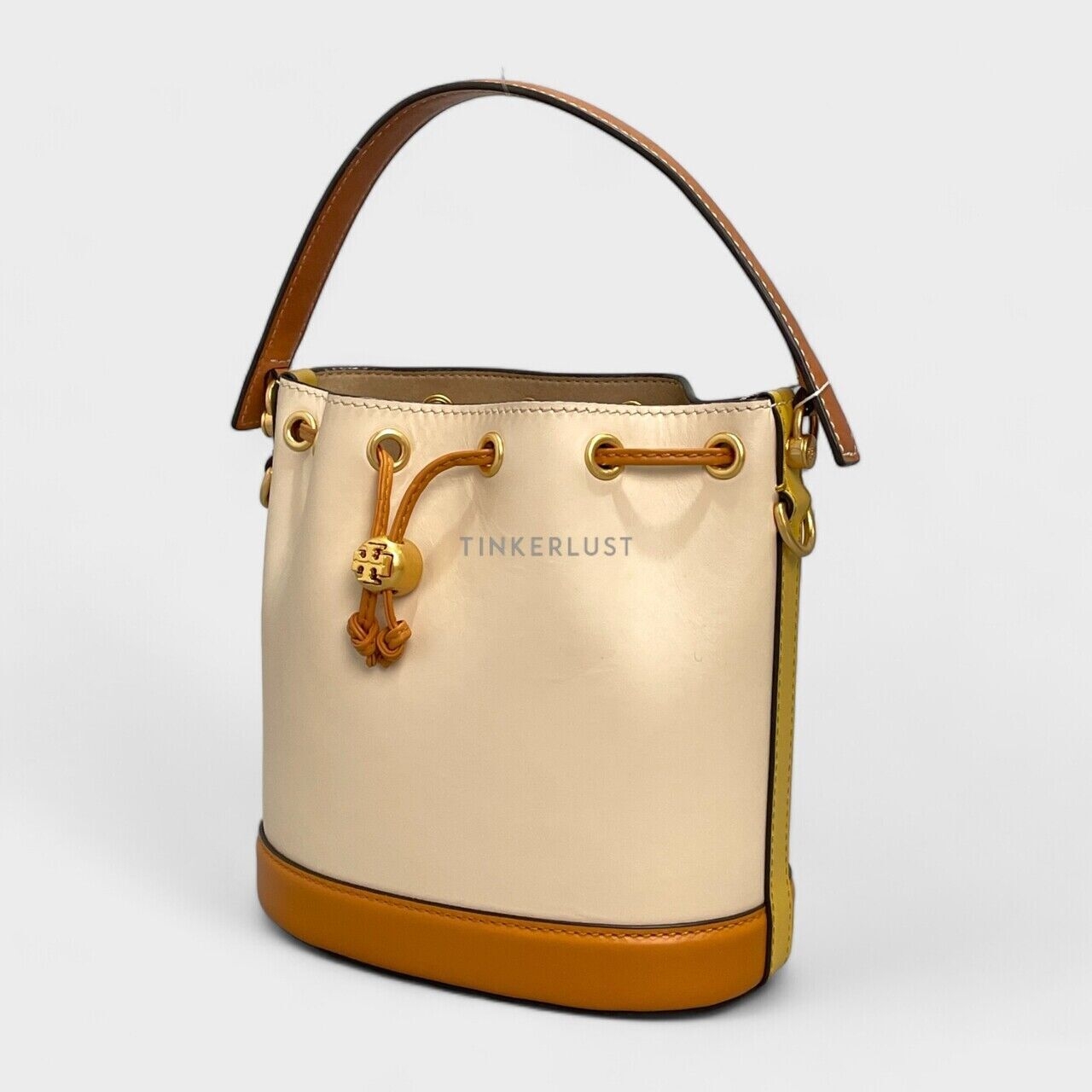 Tory Burch T Monogram Colorblock Ivory Bucket Bag