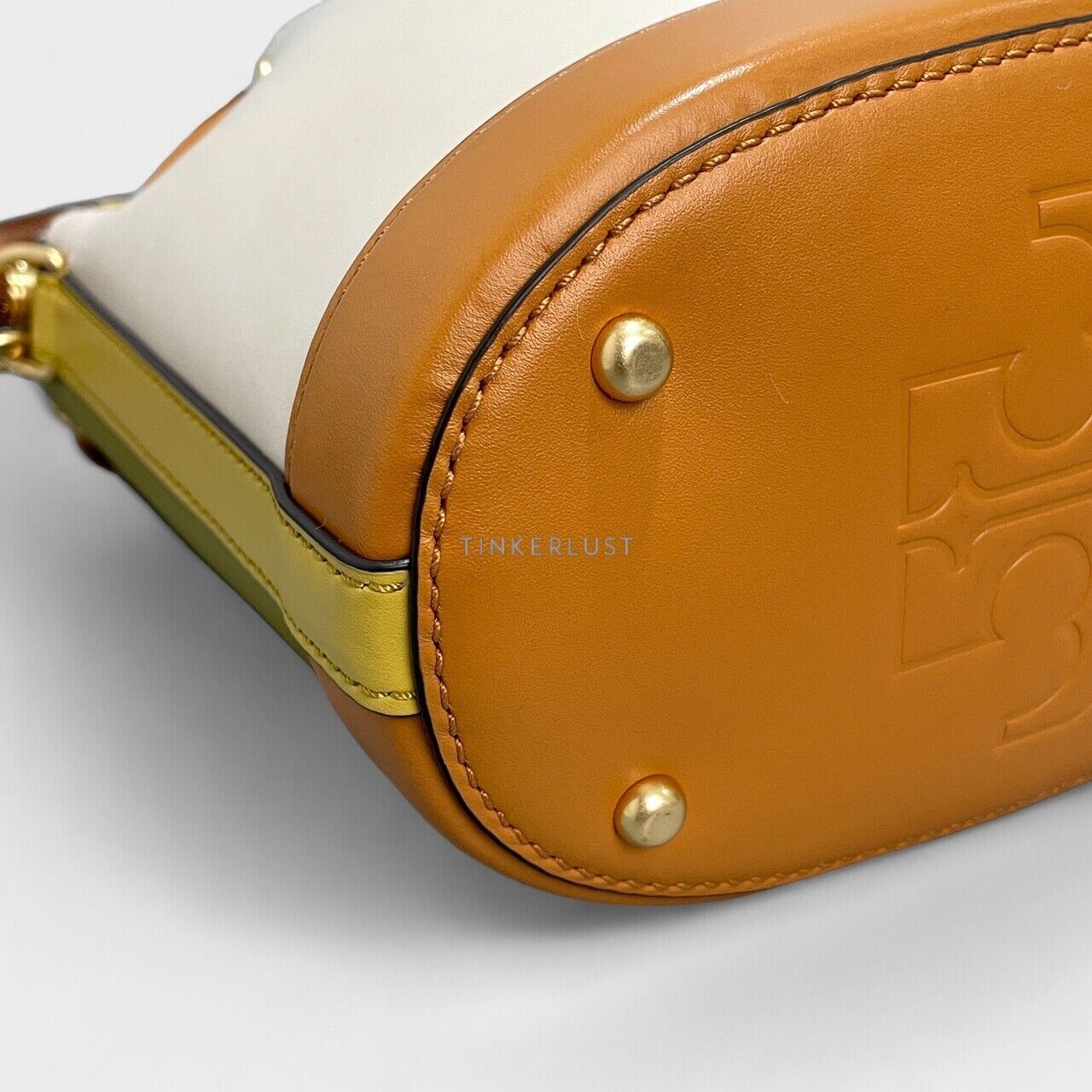 Tory Burch T Monogram Colorblock Ivory Bucket Bag