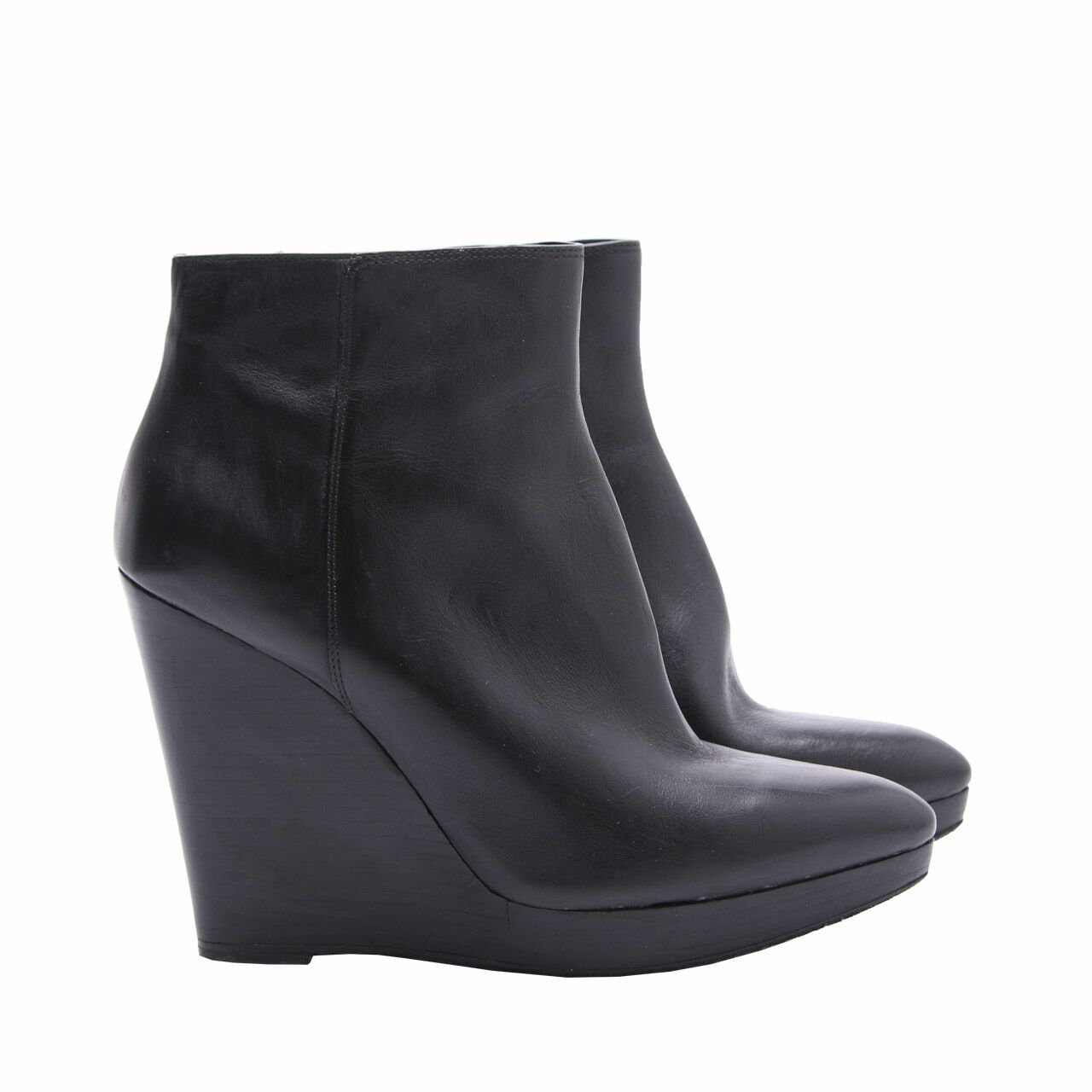 Michael Kors Black Wedge Leather Boots