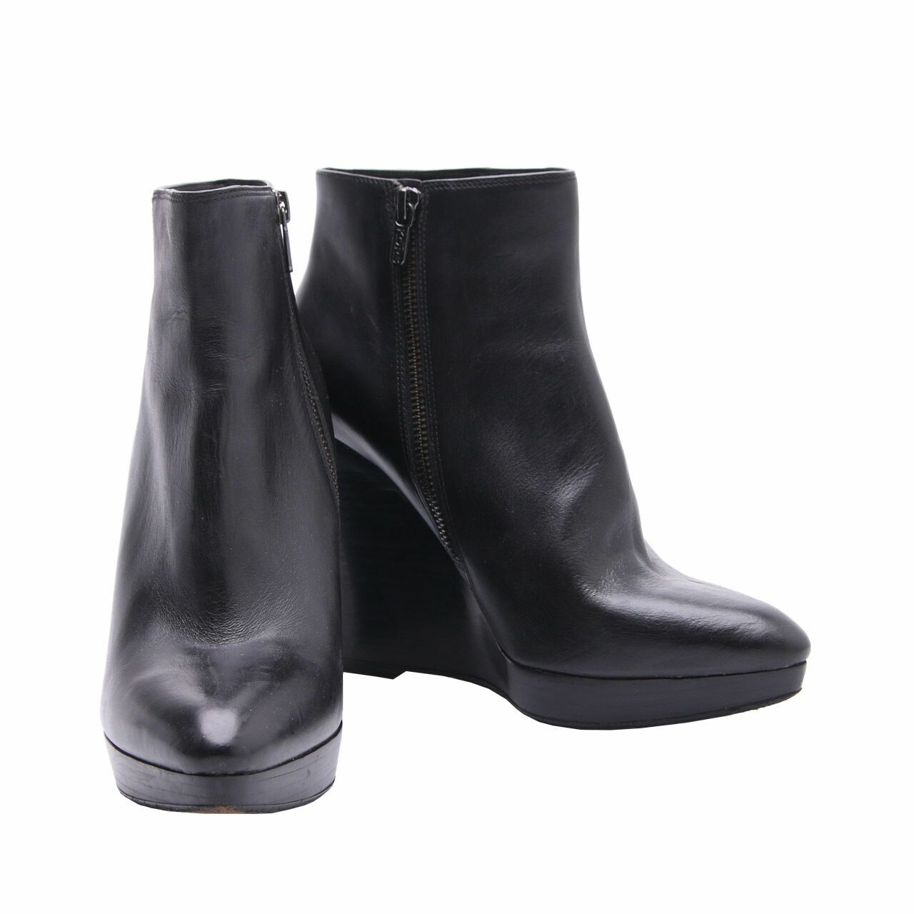 Michael Kors Black Wedge Leather Boots