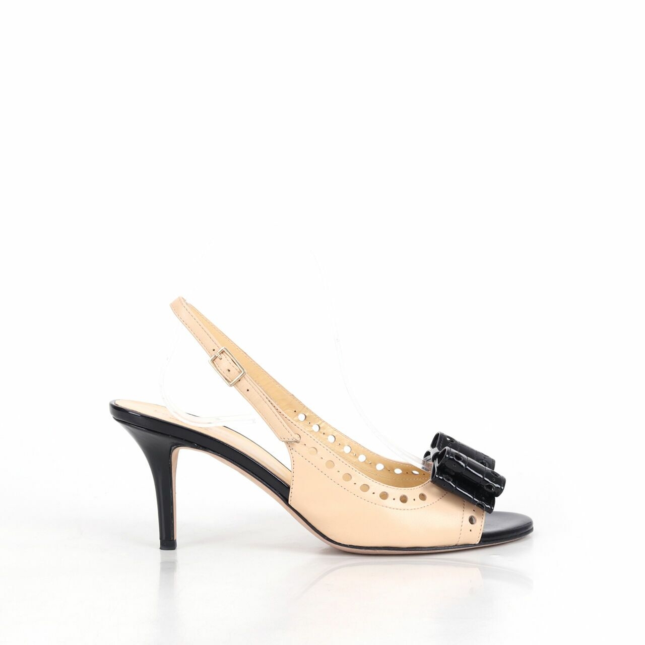 Kate Spade Monica Beige & Black Patetnt Bow Heels