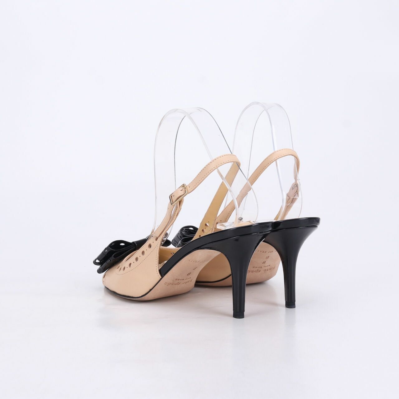 Kate Spade Monica Beige & Black Patetnt Bow Heels