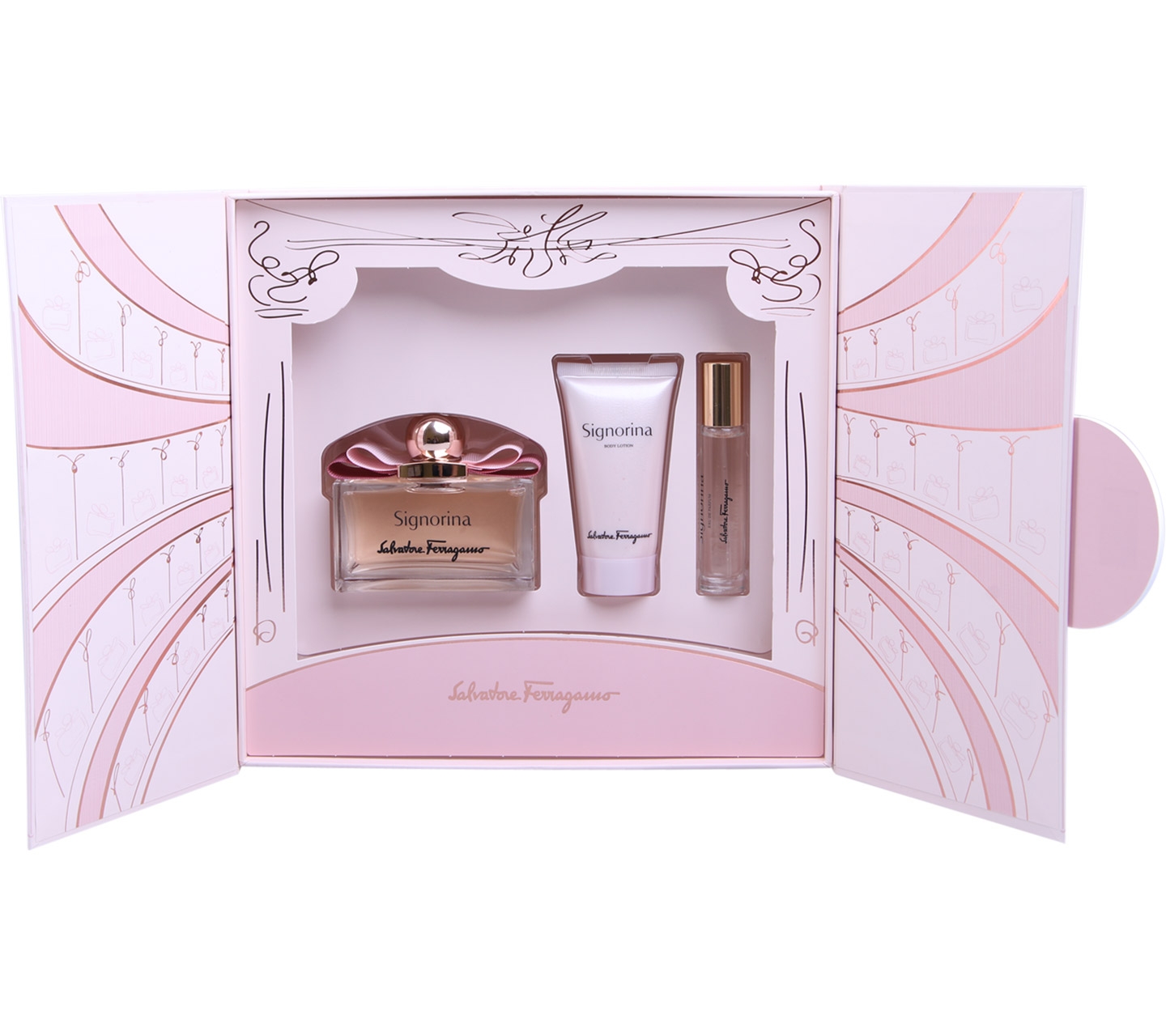 Salvatore Ferragamo Pink Parfum & Body Lotion Sets and Palette