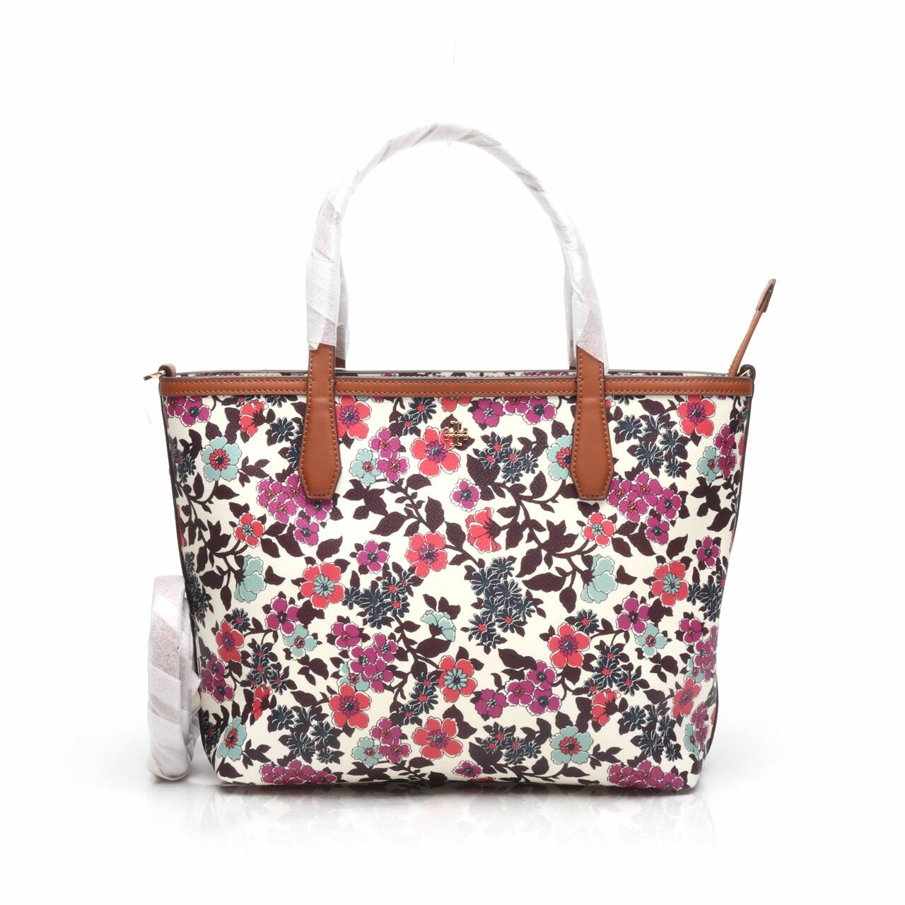 Tory Burch Kerrington Small Tote Cream Red Multi Floral Satchel