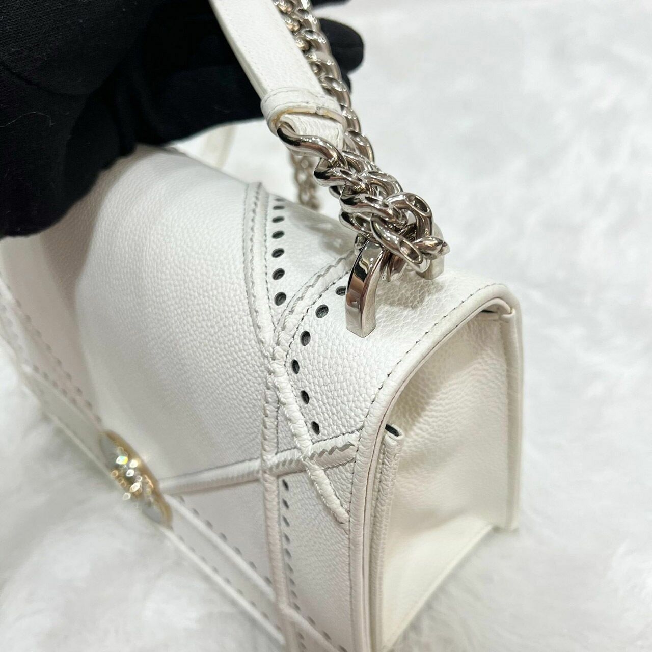 Christian Dior Diorama Medium Broken White Leather CD Clasp SHW Shoulder Bag