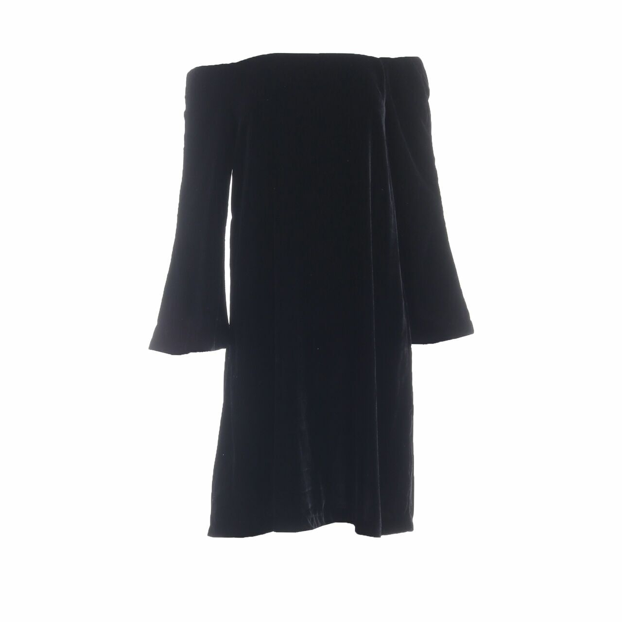 Zara Black Velvet Off Shoulder Mini Dress