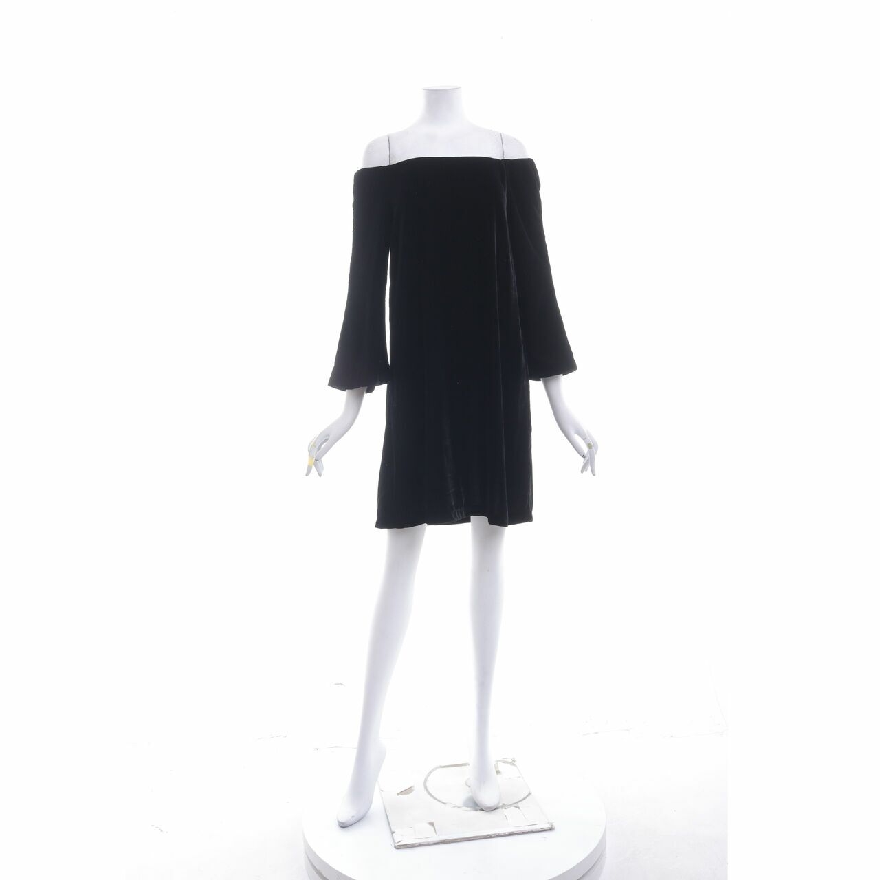 Zara Black Velvet Off Shoulder Mini Dress