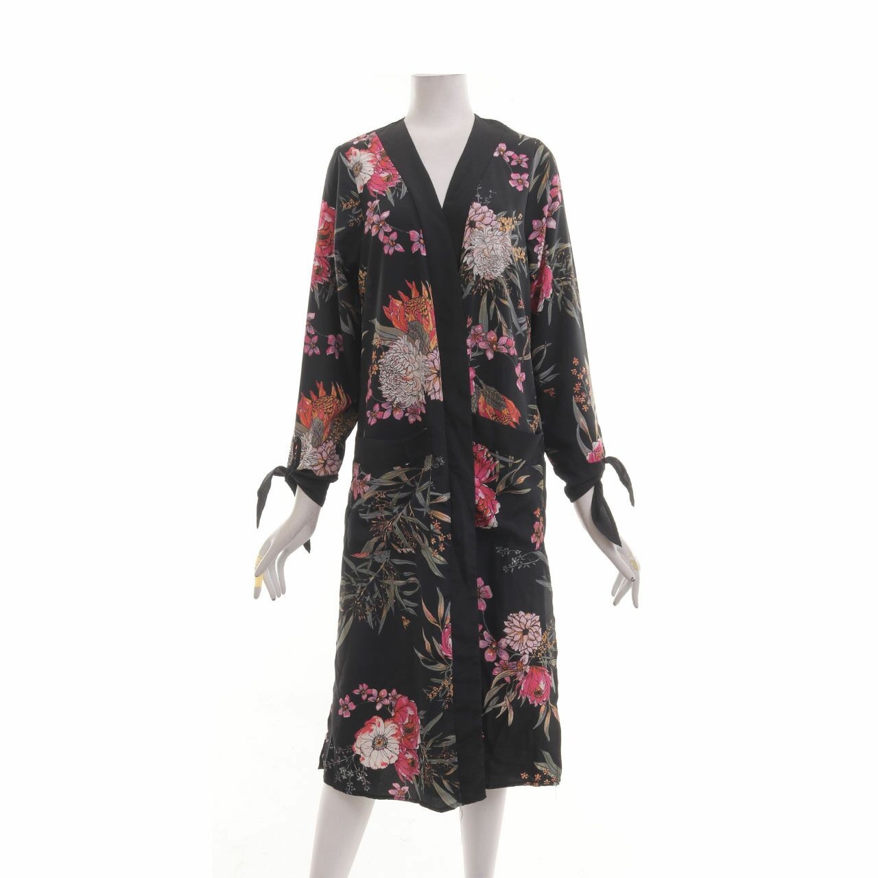 Cotton On Black Floral Kimono Outerwear