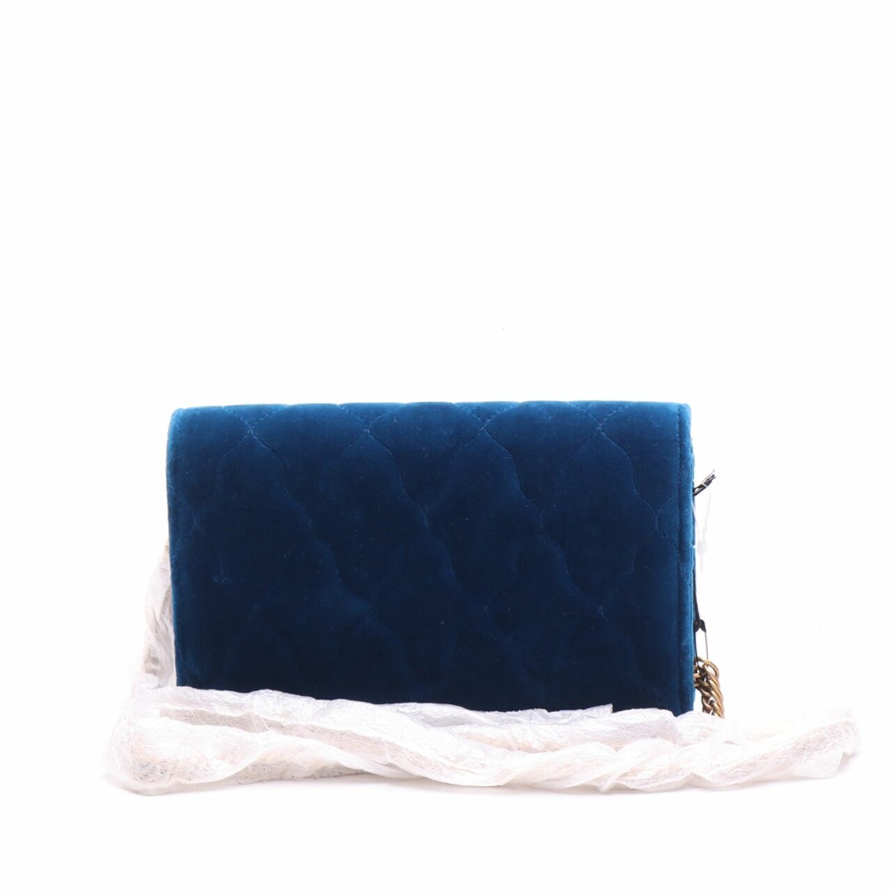 Balenciaga 'BB' Quilted Velvet Chain Blue Shoulder Bag