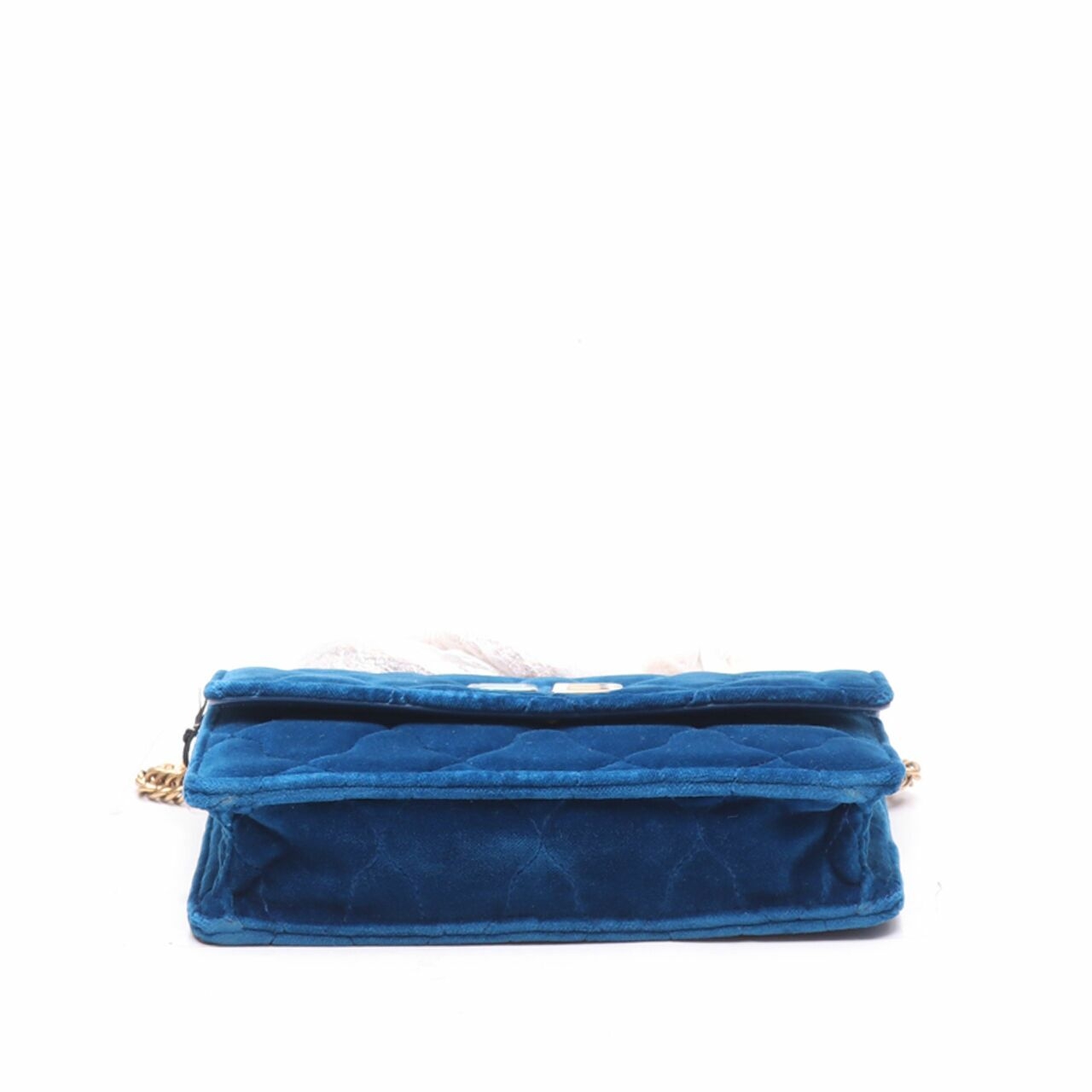 Balenciaga 'BB' Quilted Velvet Chain Blue Shoulder Bag