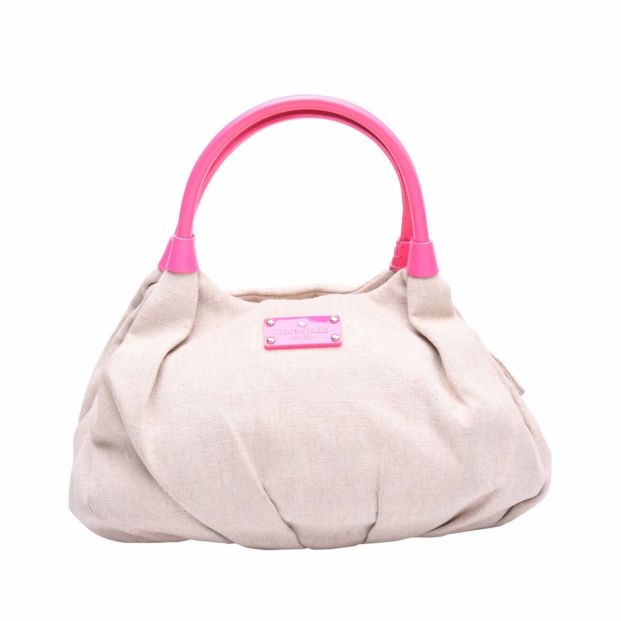 Kate spade shady side small karen natural/flo pink hand bag