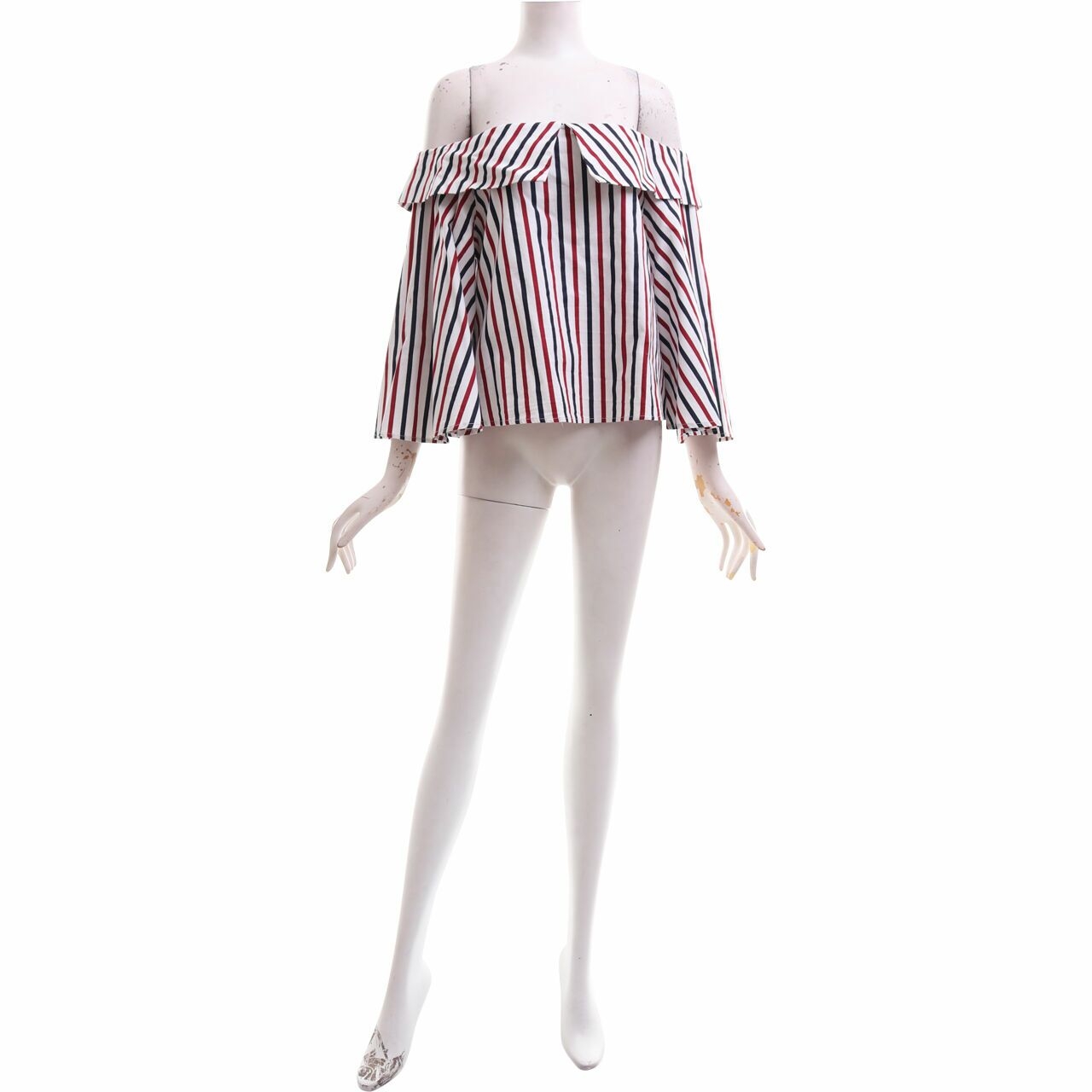 bYSI White Stripes Bardot Blouse