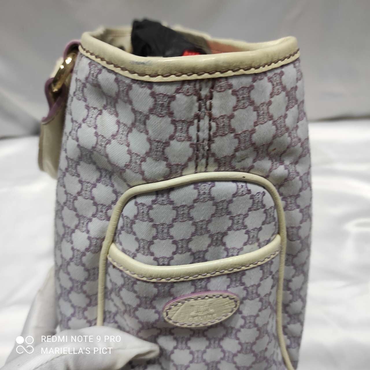 Celine Purple & Broken White Handbag