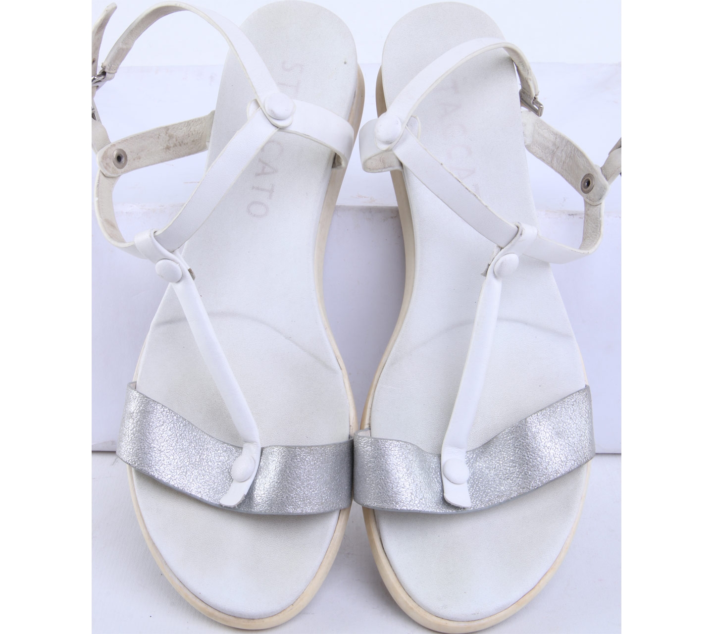 Staccato White Strap Sandals