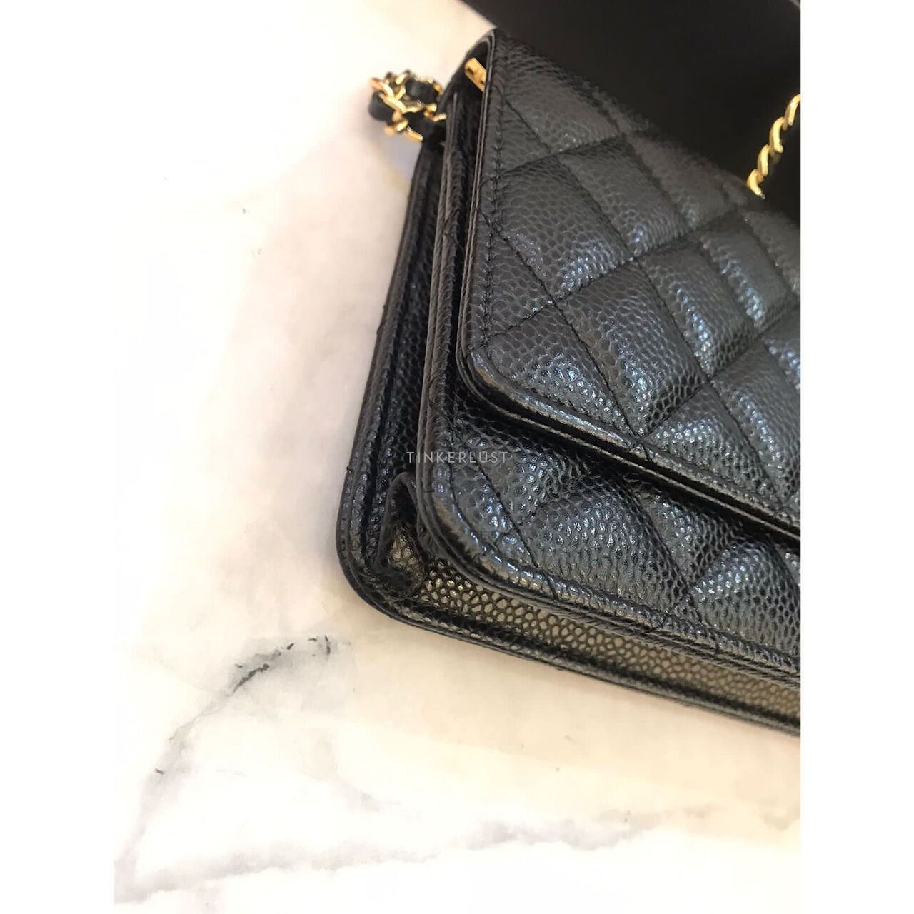 Chanel Black Caviar WOC GHW 2022 Chip Sling Bag