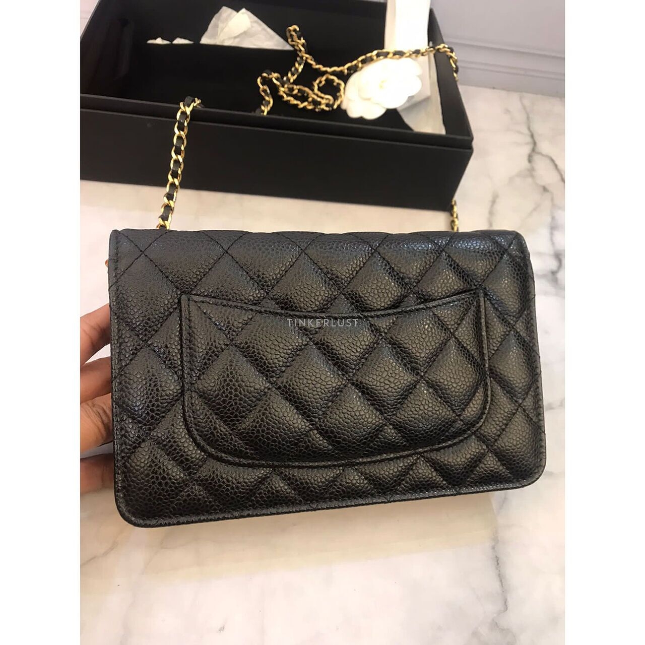 Chanel Black Caviar WOC GHW 2022 Chip Sling Bag