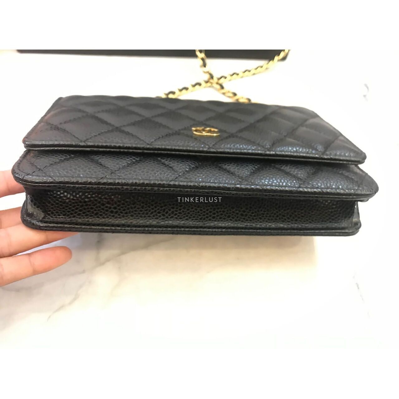 Chanel Black Caviar WOC GHW 2022 Chip Sling Bag