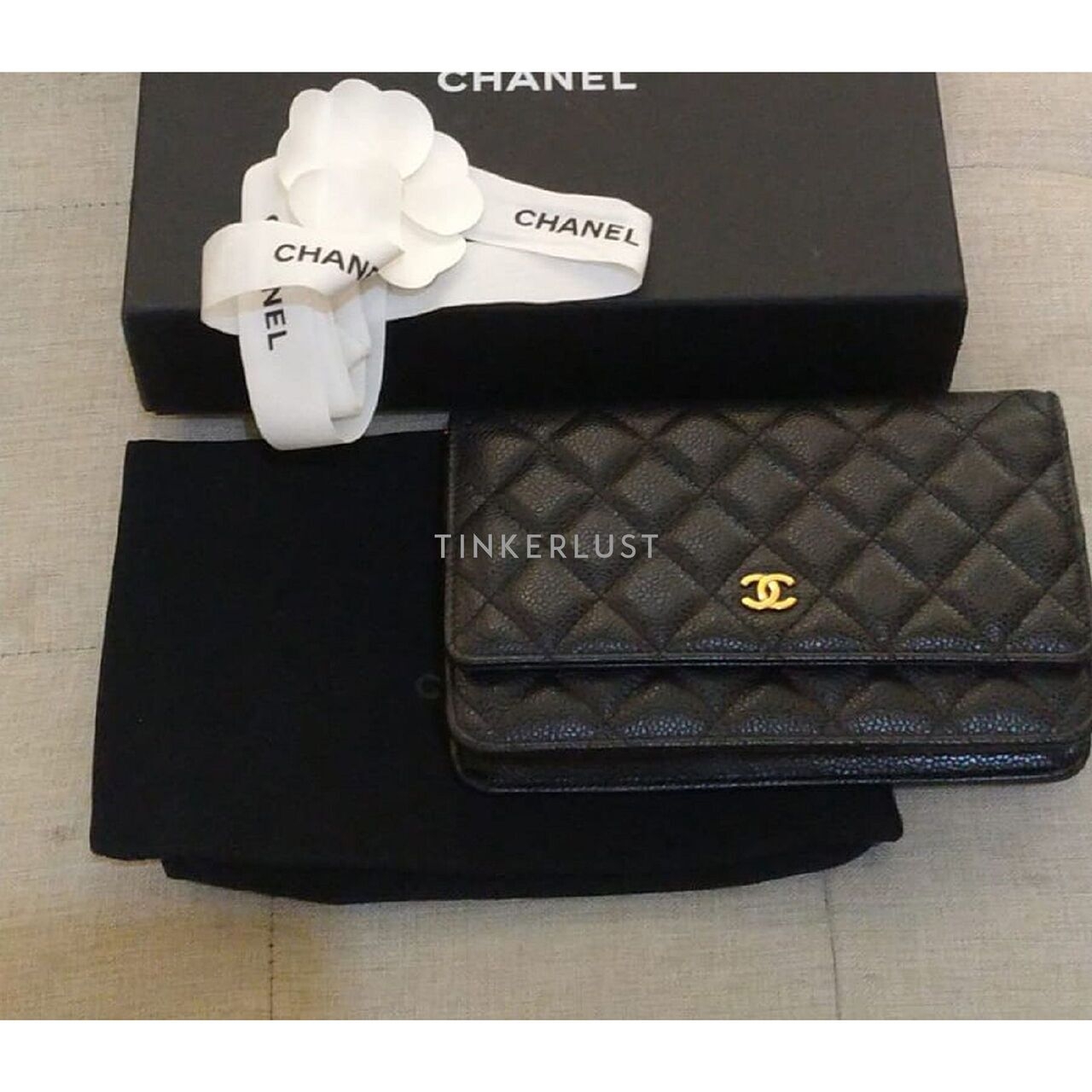 Chanel Black Caviar WOC GHW 2022 Chip Sling Bag