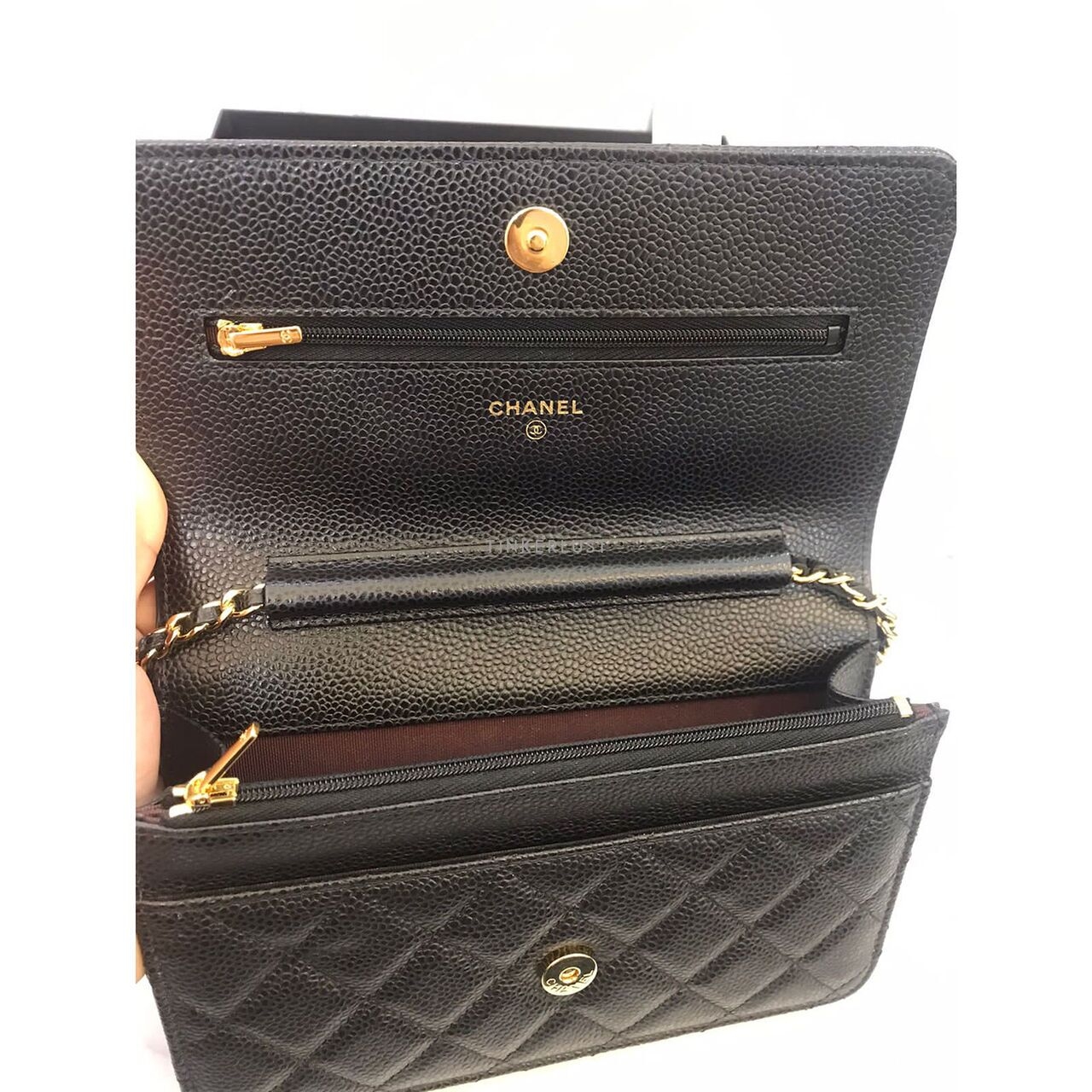 Chanel Black Caviar WOC GHW 2022 Chip Sling Bag