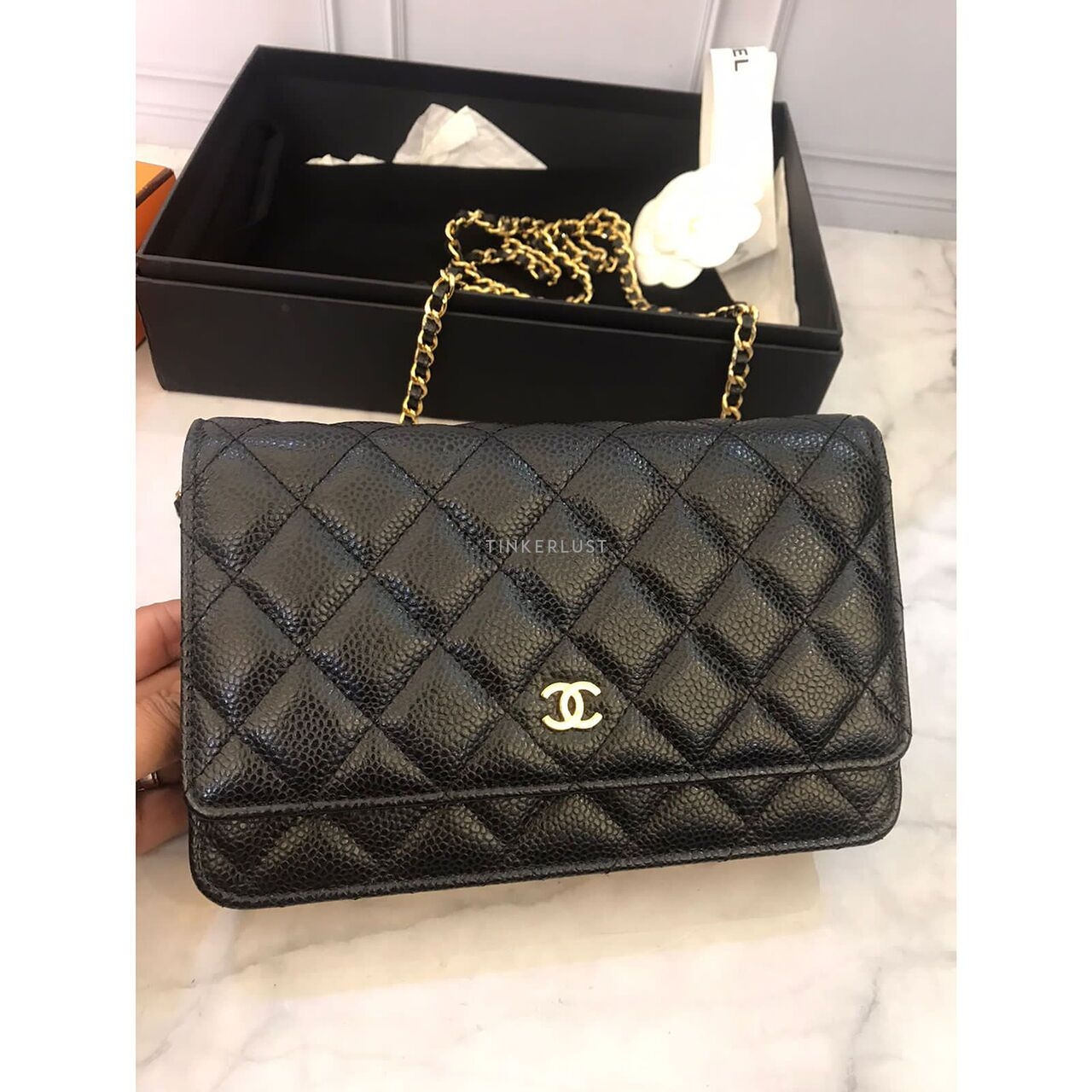 Chanel Black Caviar WOC GHW 2022 Chip Sling Bag