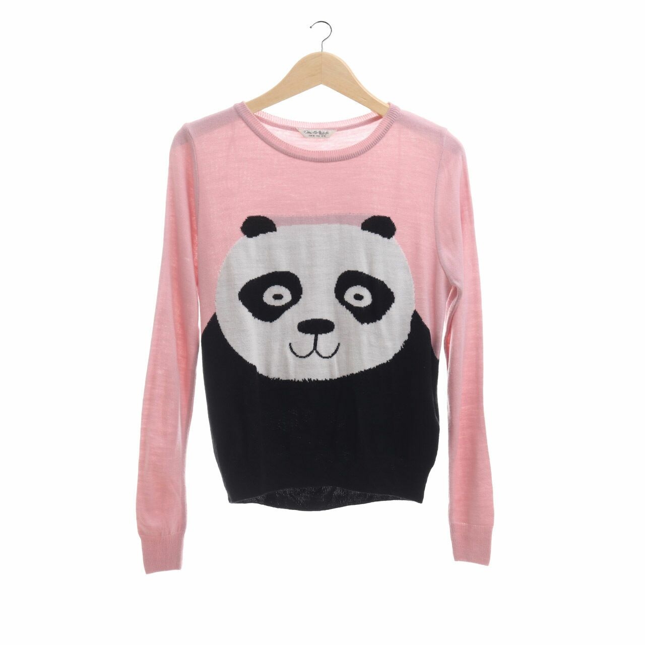 Miss Selfridge Pink & Black Patterned Panda Sweatshirt 