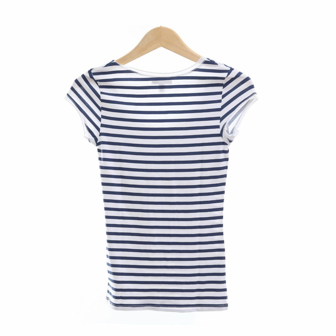 Zara White & Dark Blue Stripes T-Shirt