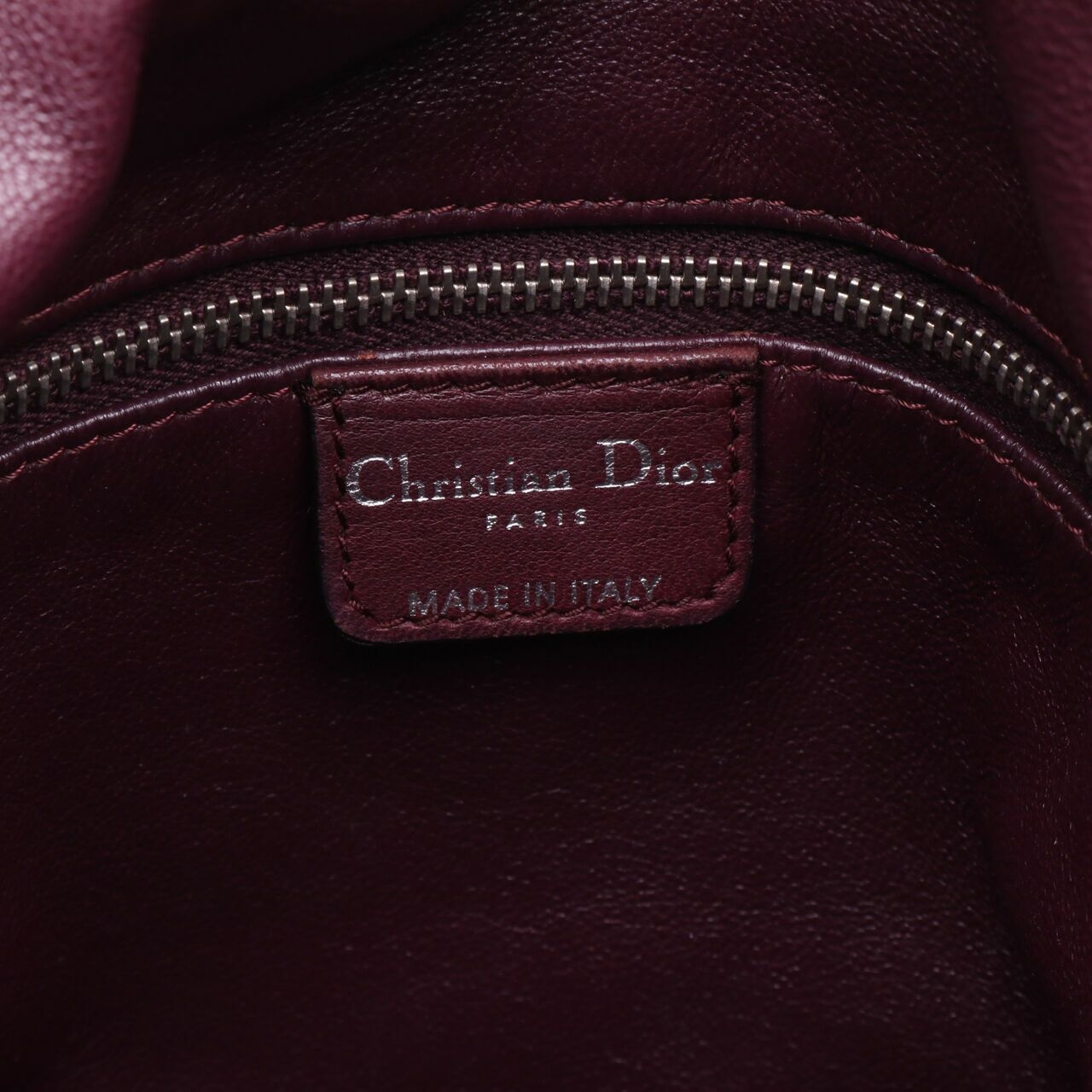 CHRISTIAN DIOR Lambskin Cannage Soft Shopper Tote Burgundy