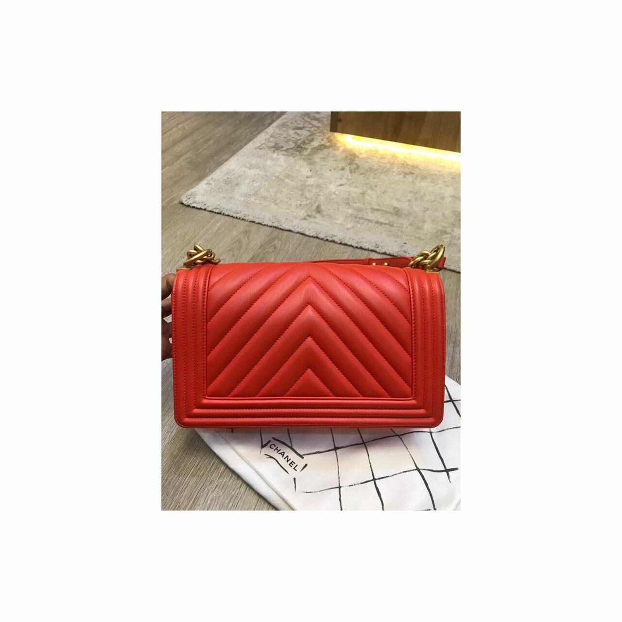 Chanel Medium Chevron GHW Red #27 Shoulder Bag