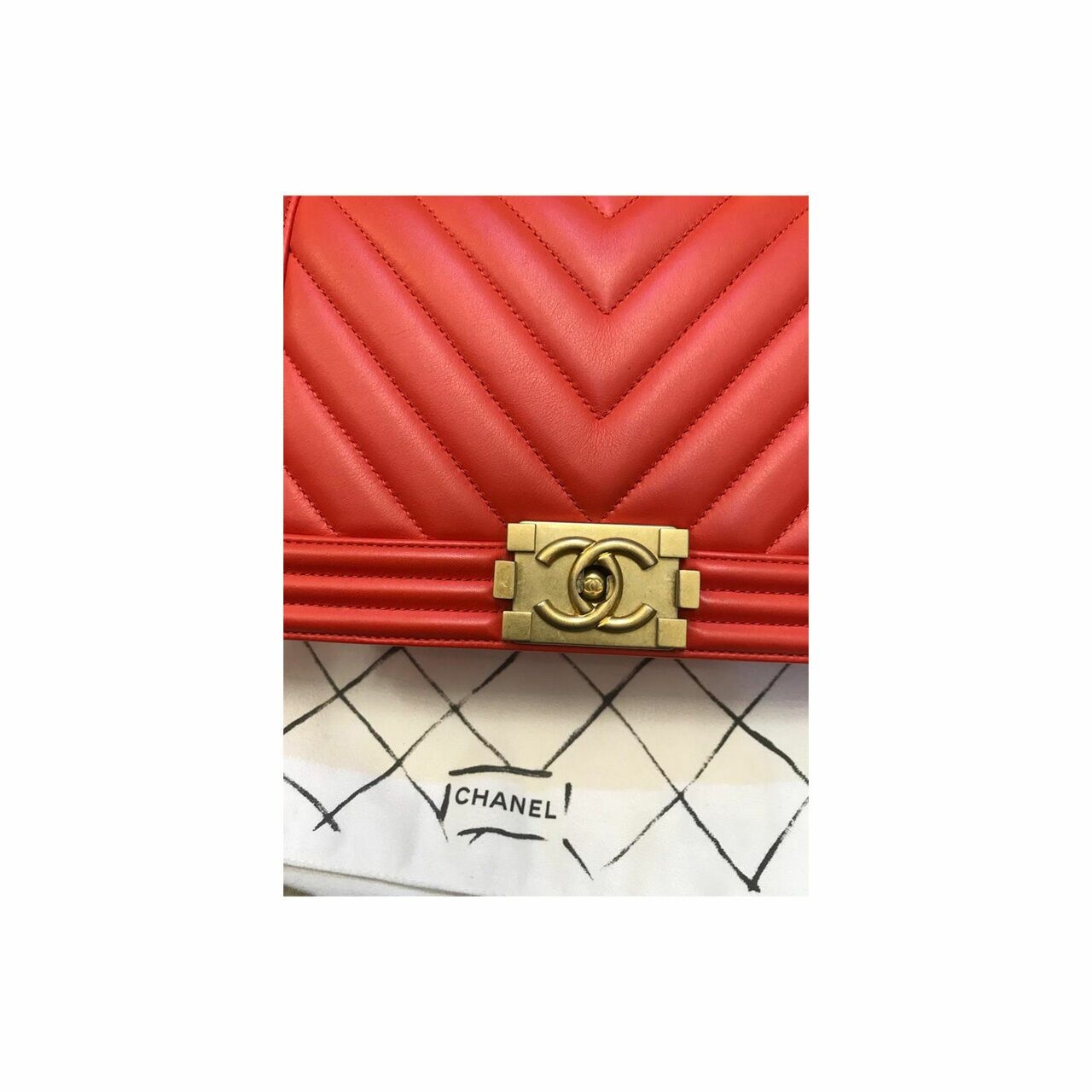 Chanel Medium Chevron GHW Red #27 Shoulder Bag