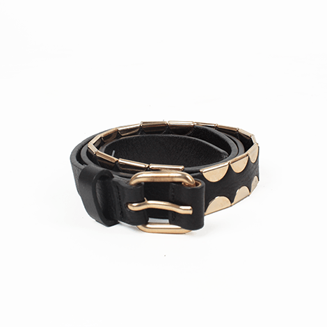 Black and Gold Leather Belt