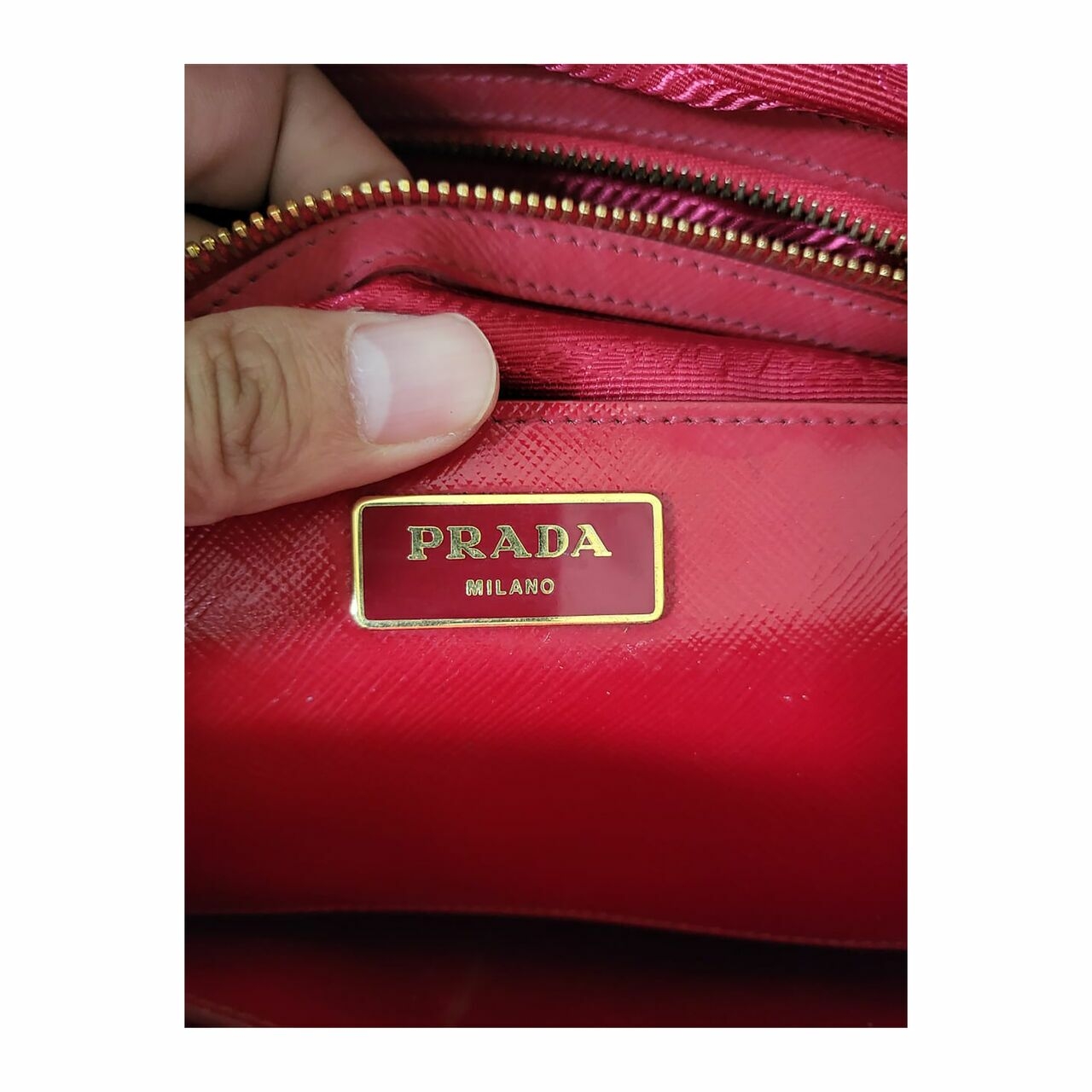 Prada Saffiano Top Handle Vernice Red Yellow Satchel