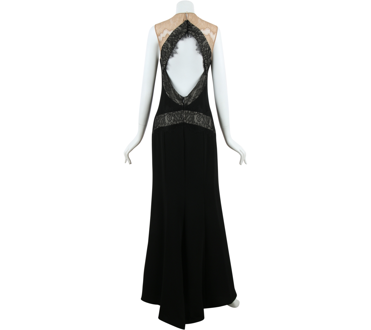 BCBG Maxazria Black And Cream Aida Evening Sleeveless Long Dress