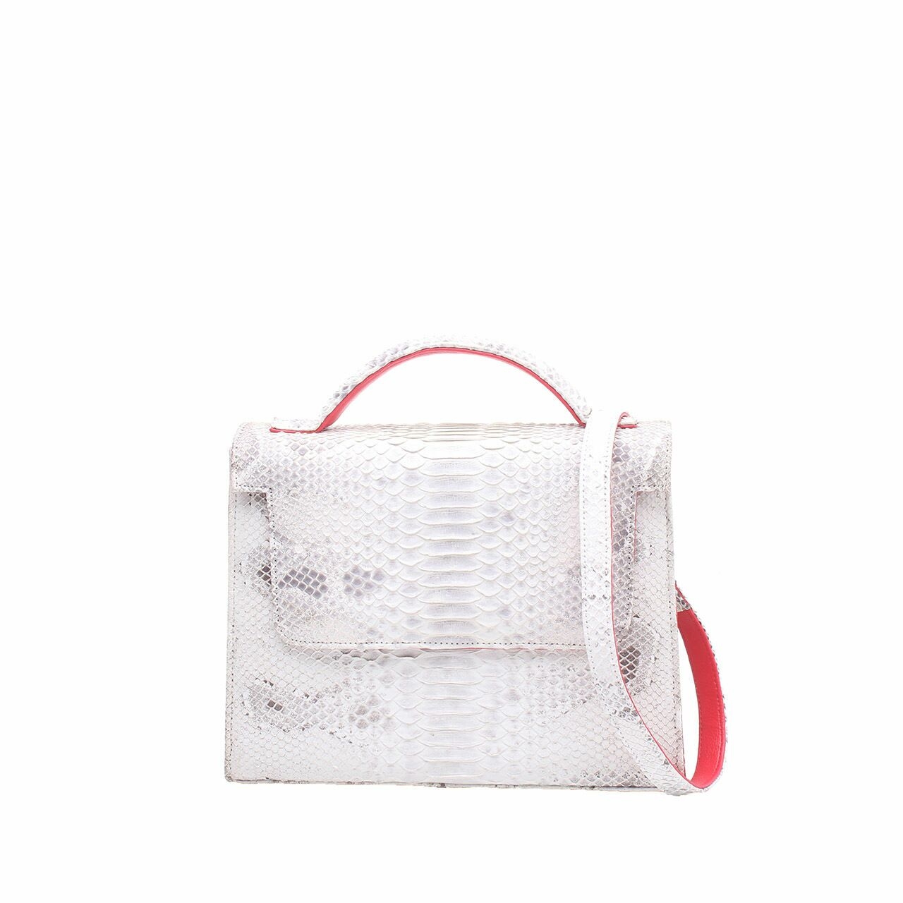 Doris Dorothea  White Snakeskin Satchel