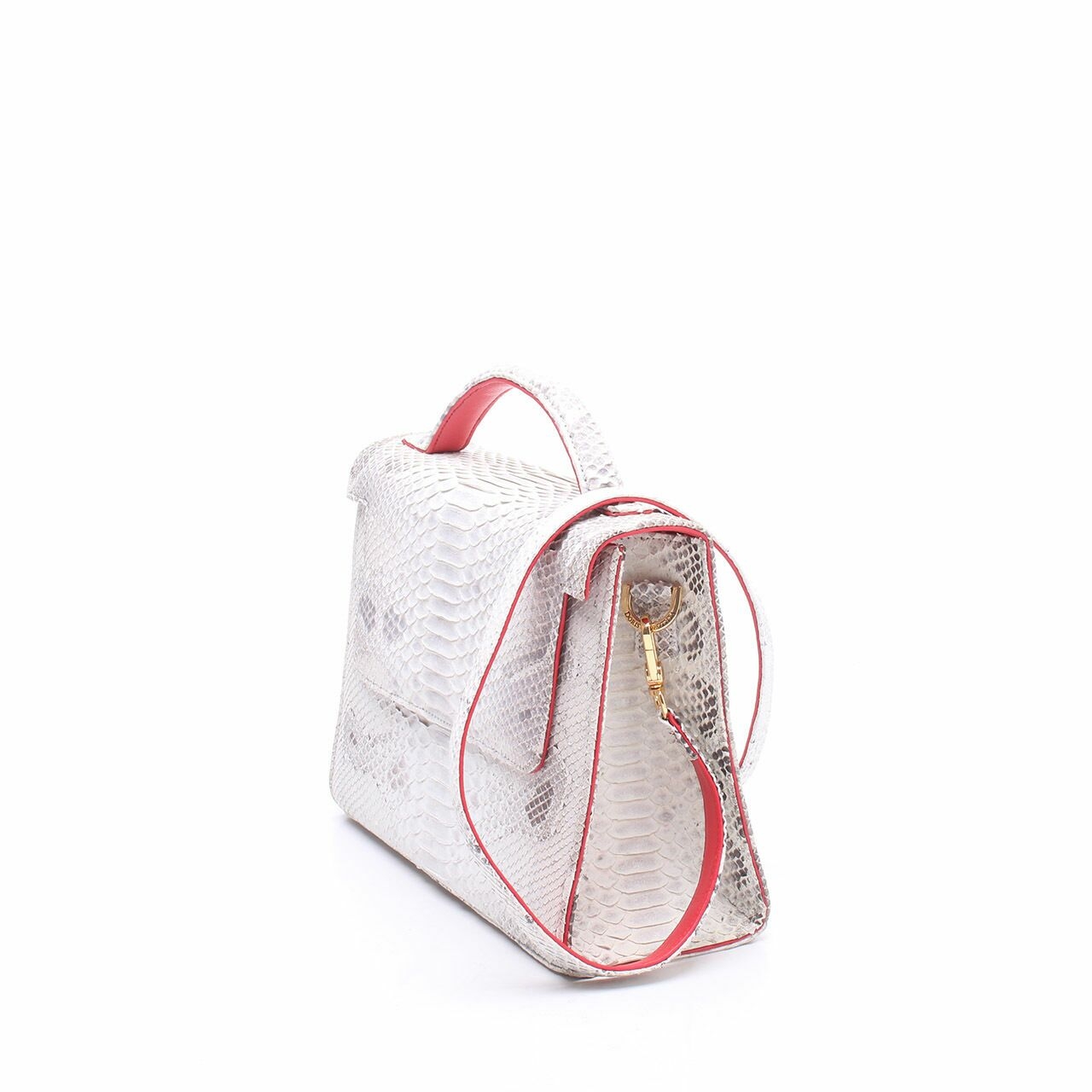 Doris Dorothea  White Snakeskin Satchel