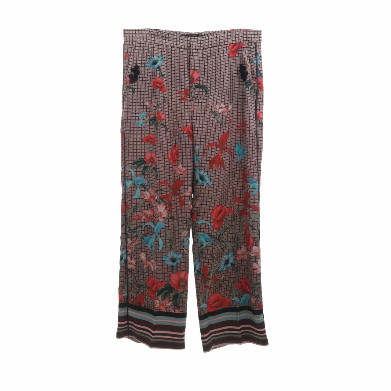 Zara Dusty Pink & Black Floral Long Pants