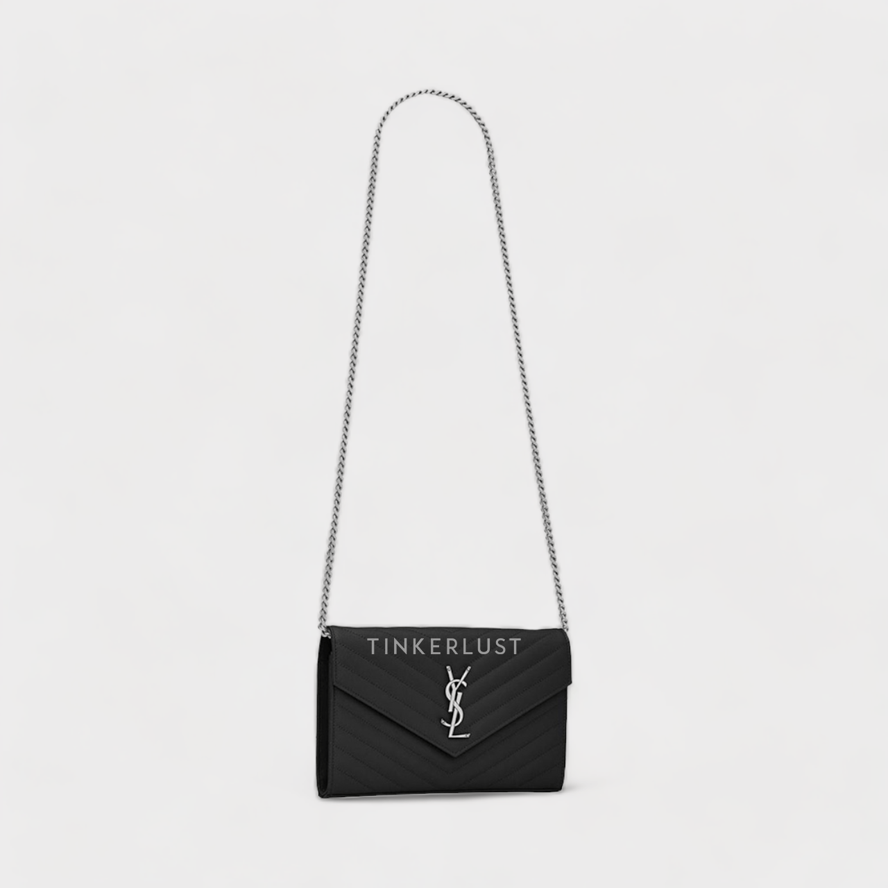 Saint Laurent Wallet on Chain 22.5cm in Black Caviar Leather SHW Sling Bag