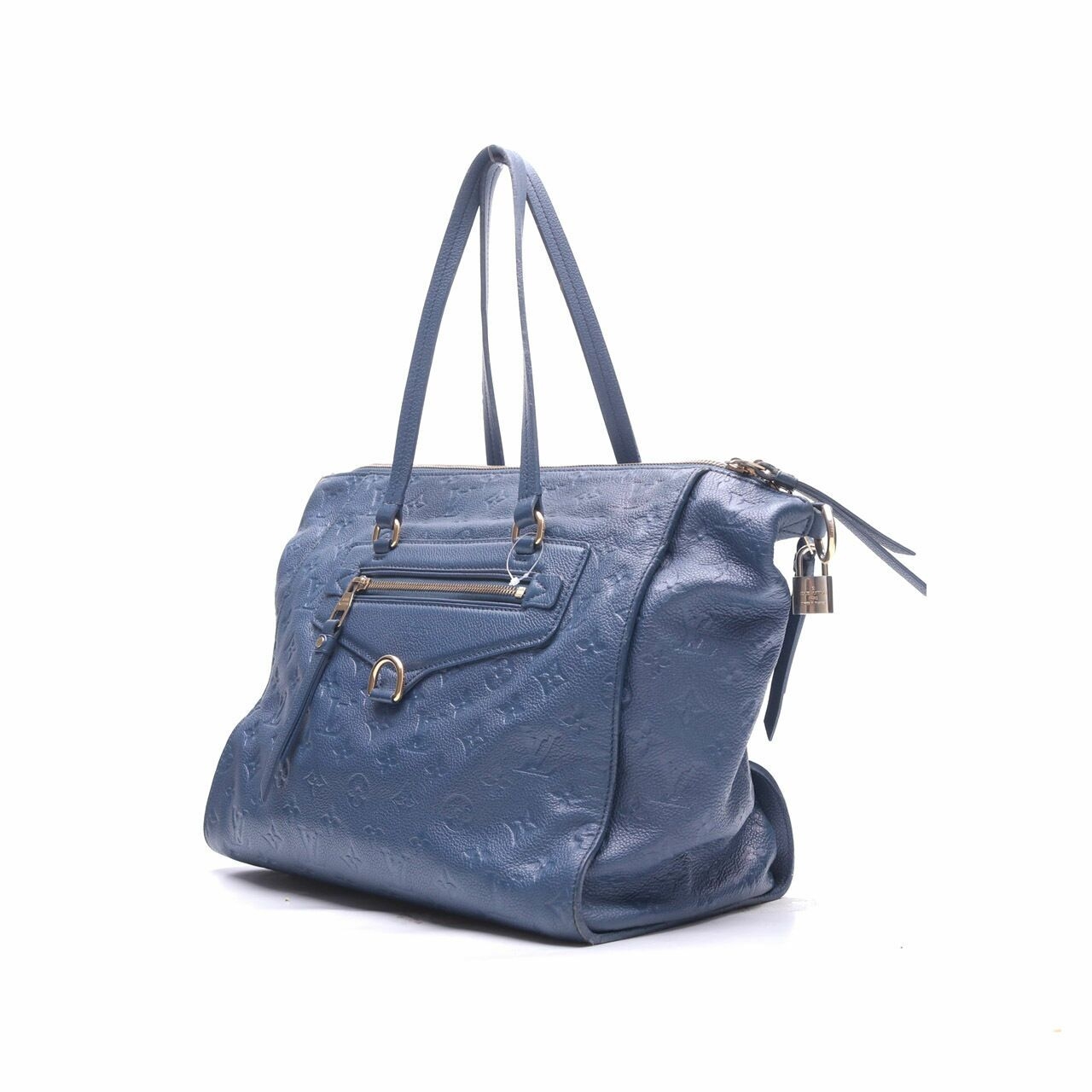  Louis Vuitton Blue Infini Monogram Empreinte Leather Lumineuse PM Satchel Bag 