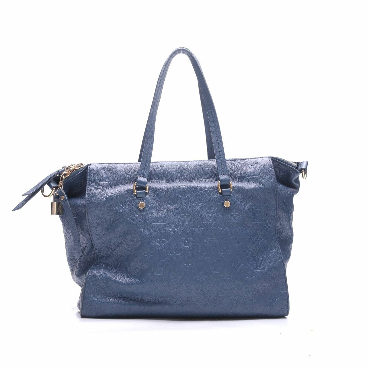  Louis Vuitton Blue Infini Monogram Empreinte Leather Lumineuse PM Satchel Bag 