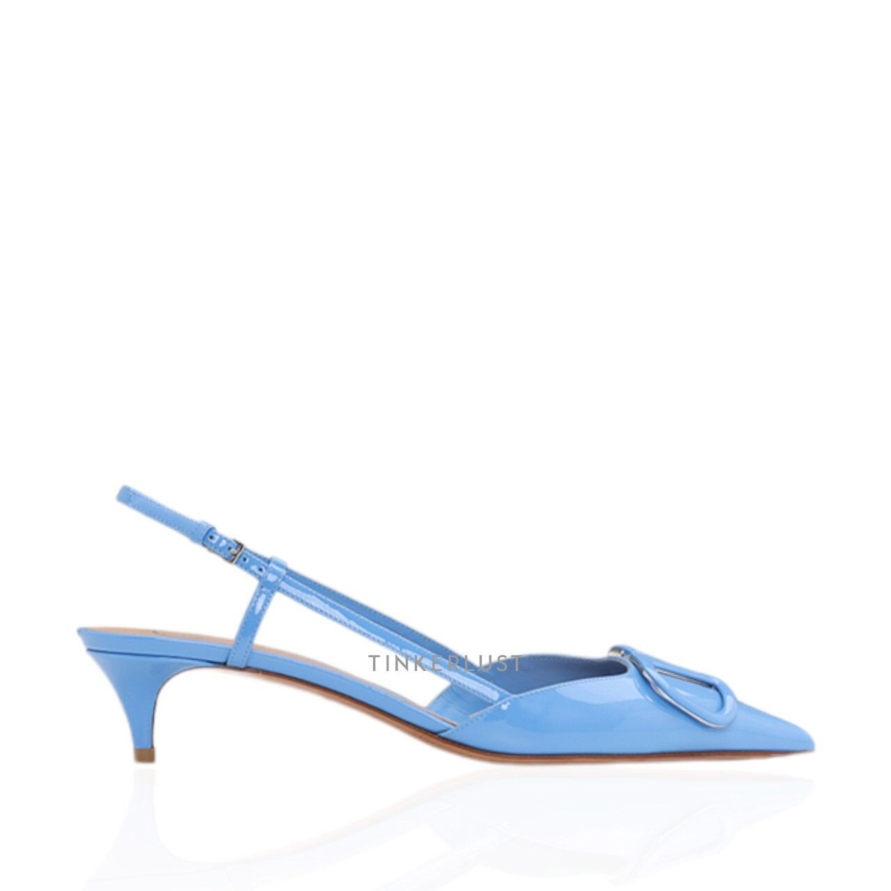 Valentino VLogo Slingback Pumps 40mm in All Denim Patent Heels