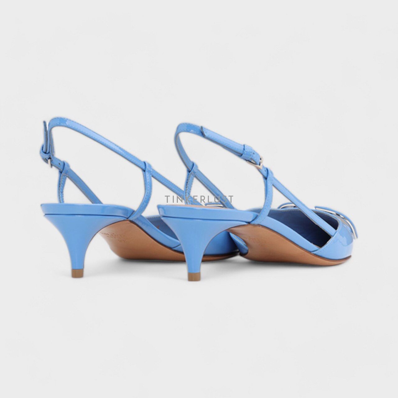 Valentino VLogo Slingback Pumps 40mm in All Denim Patent Heels