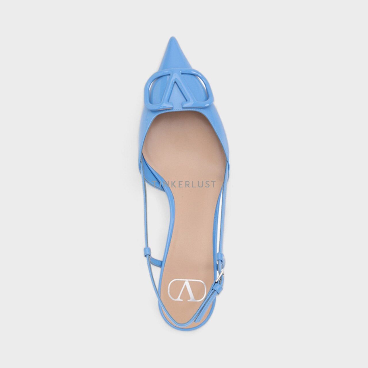 Valentino VLogo Slingback Pumps 40mm in All Denim Patent Heels