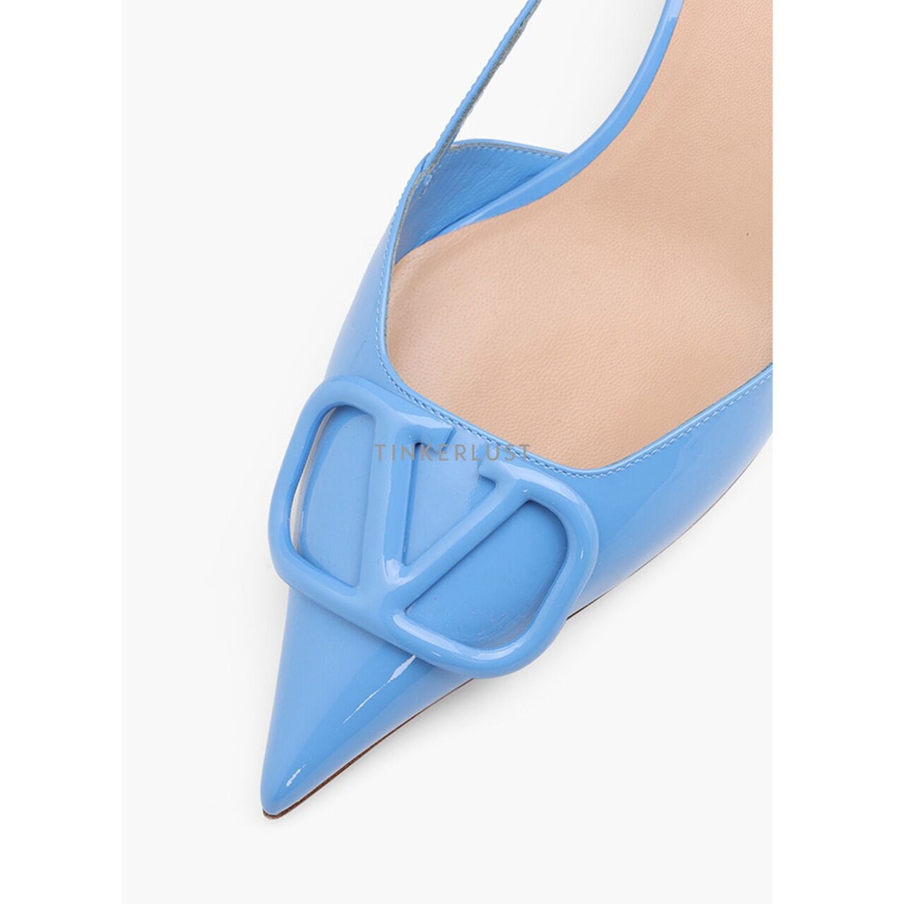 Valentino VLogo Slingback Pumps 40mm in All Denim Patent Heels