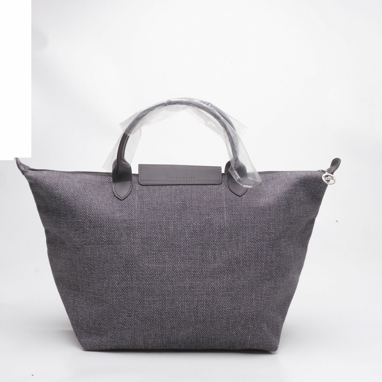 Longchamp Tweet Grey Canvas Medium Short handle Tote Bag